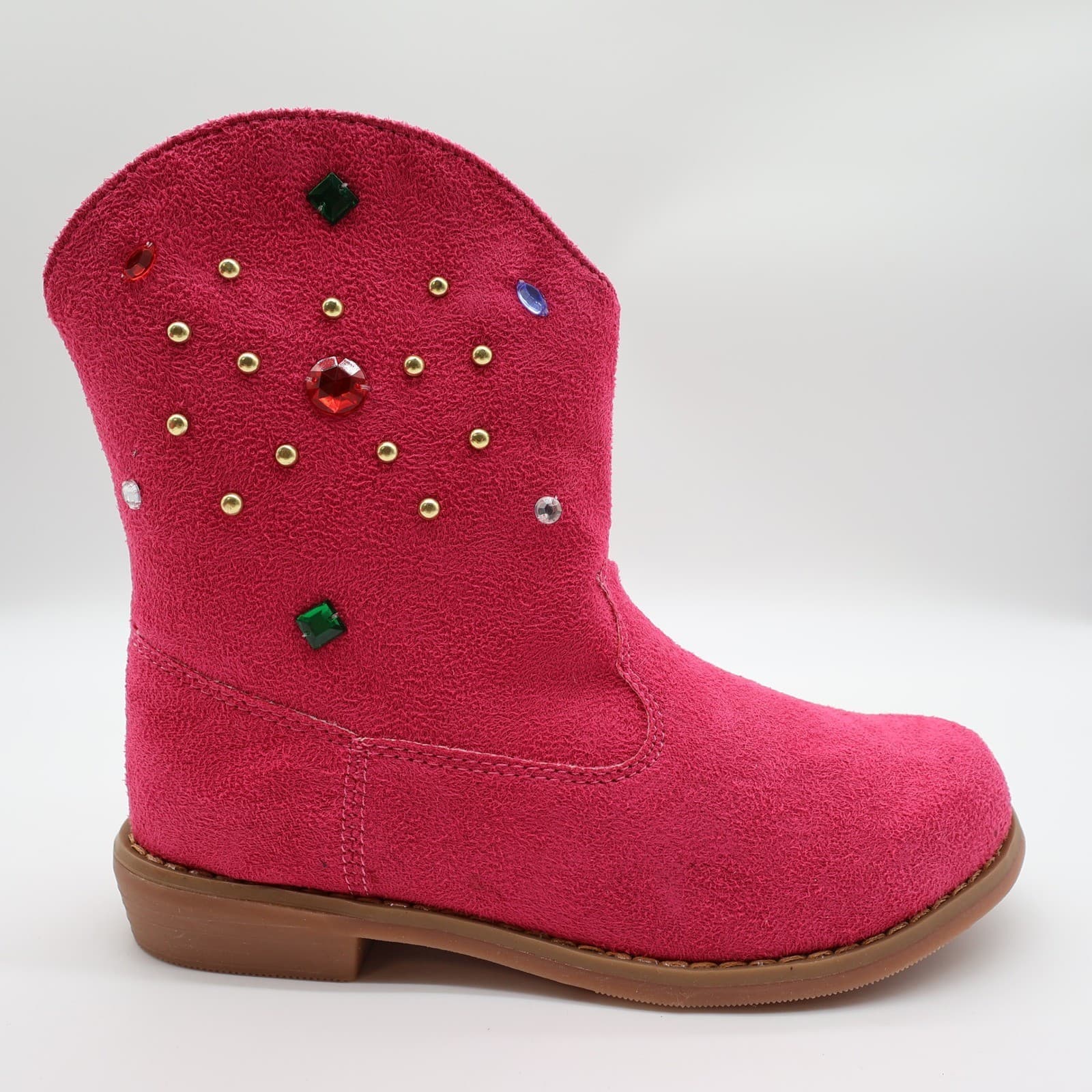 L'Amour Boots Girls Size 1 Fuchsia Pink Textile Western Cowgirl Rhinestone V8400 - Thumbnail 12