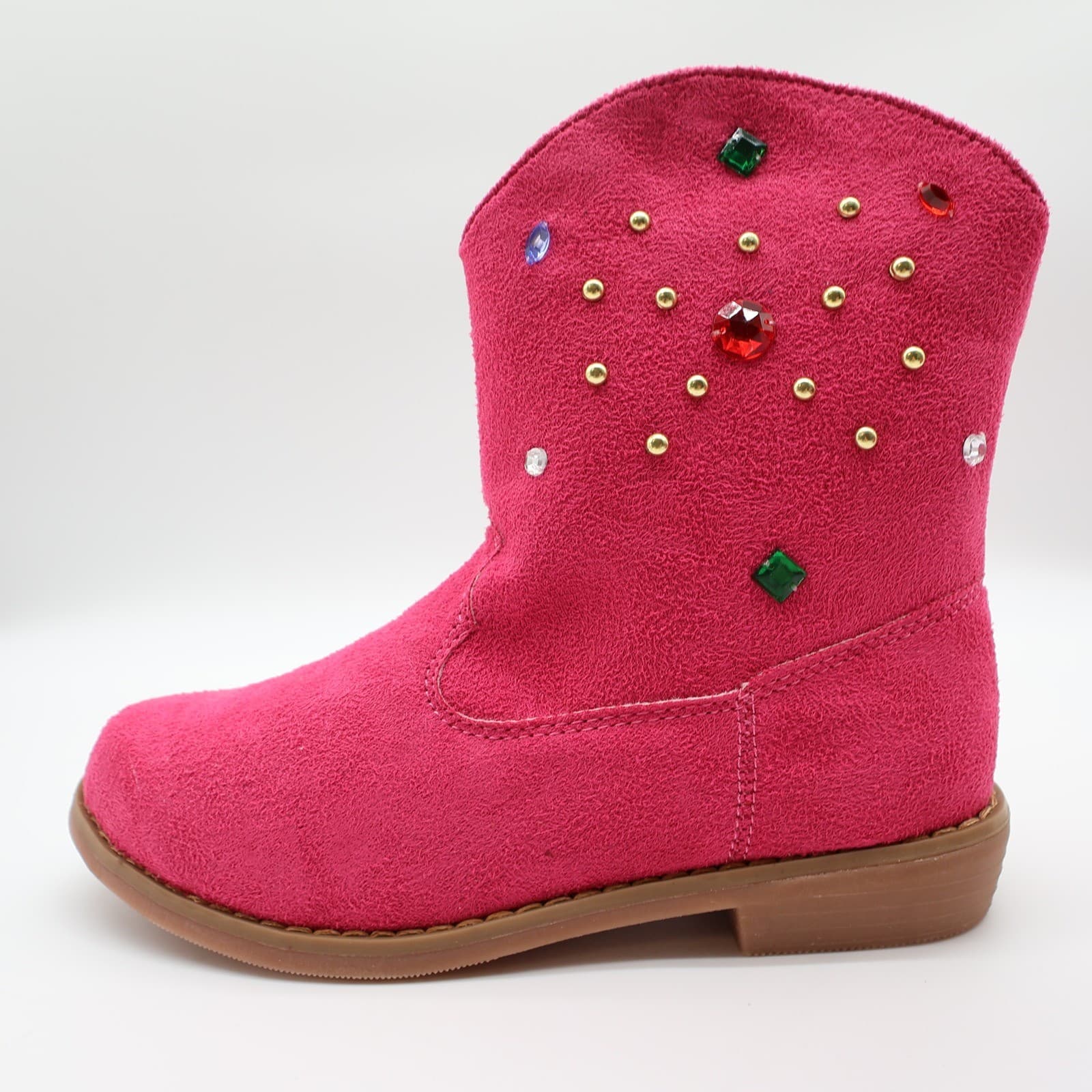 L'Amour Boots Girls Size 1 Fuchsia Pink Textile Western Cowgirl Rhinestone V8400 - Thumbnail 11