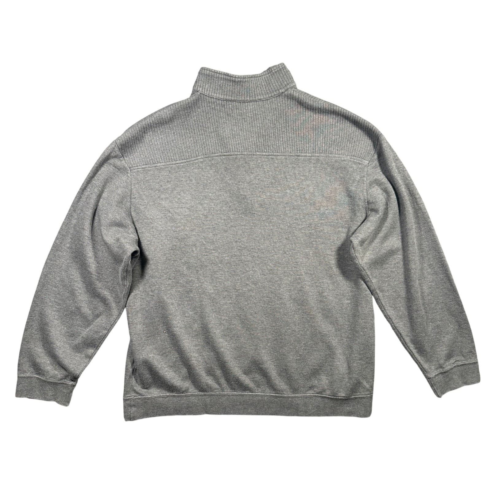 Roundtree & Yorke Quarter Zip Pullover Mens XL Gray Pima Cotton Sweater - Thumbnail 2