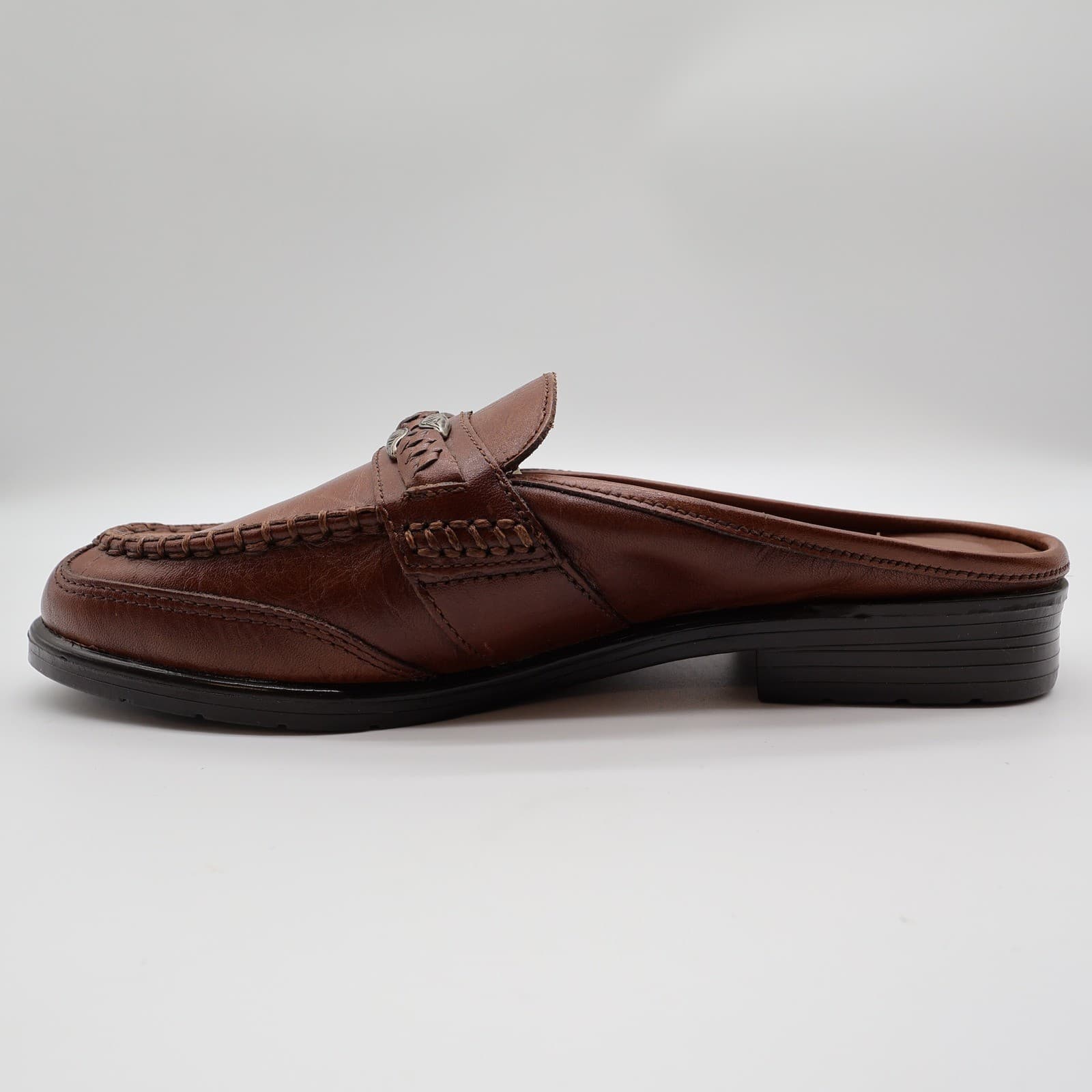 G. Wiz Faye Mules Womens 6.5 Brown Leather Vintage Western Loafers New Old Stock - Thumbnail 10