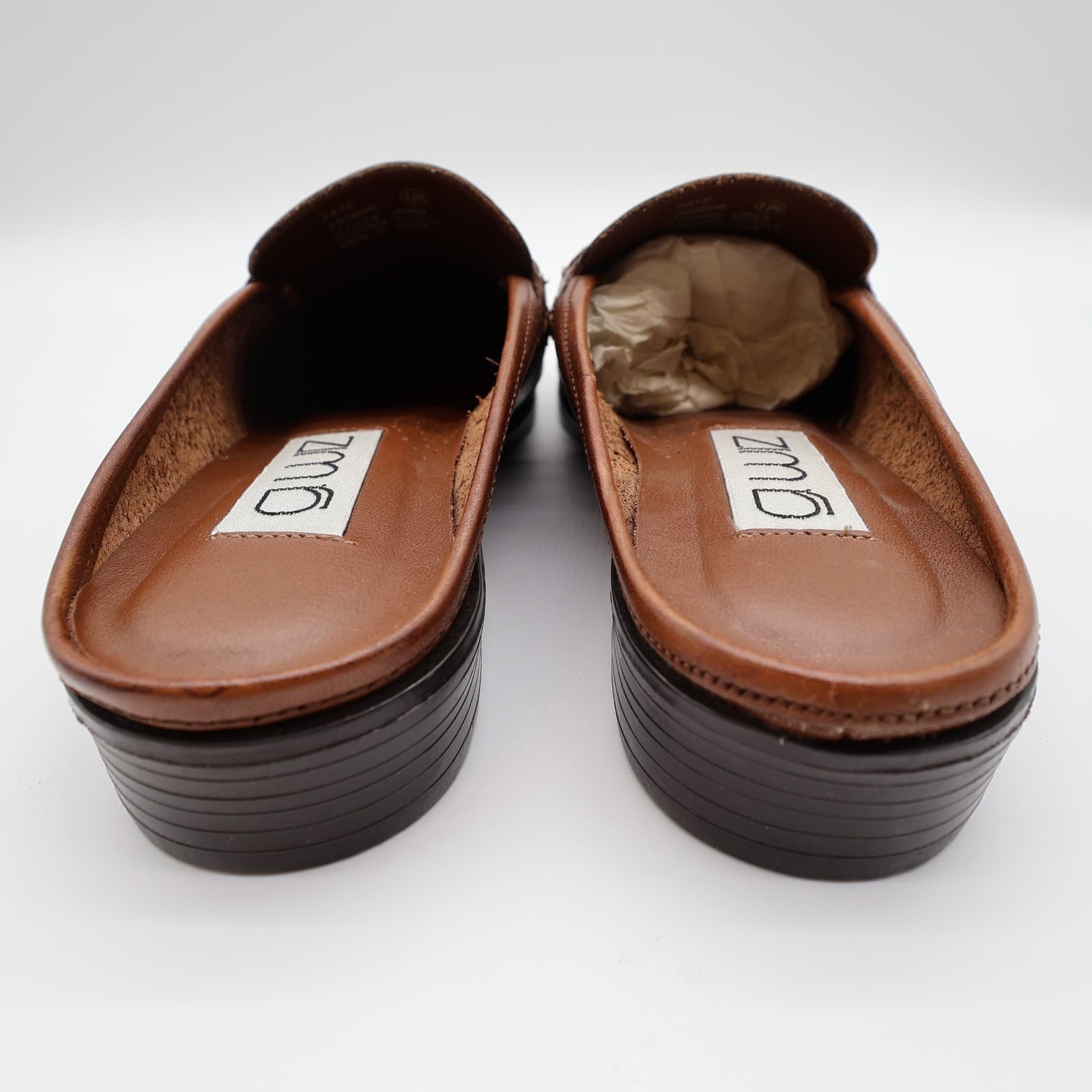 G. Wiz Faye Mules Womens 6.5 Brown Leather Vintage Western Loafers New Old Stock - Thumbnail 4