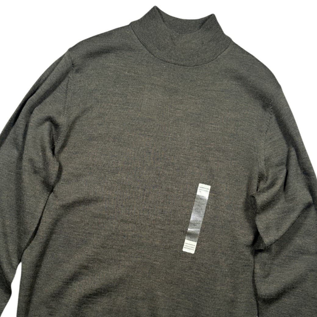 Linea Uomo Mock Neck Sweater Mens XLT Olive Green Merino Wool Blend NWT NEW - Thumbnail 3