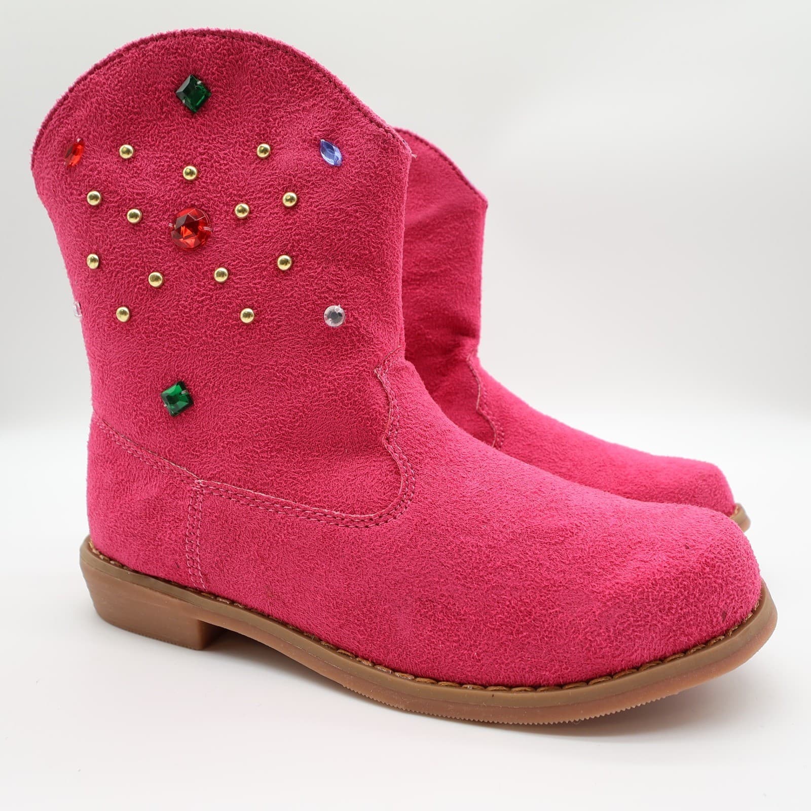 L'Amour Boots Girls Size 1 Fuchsia Pink Textile Western Cowgirl Rhinestone V8400 - Thumbnail 2
