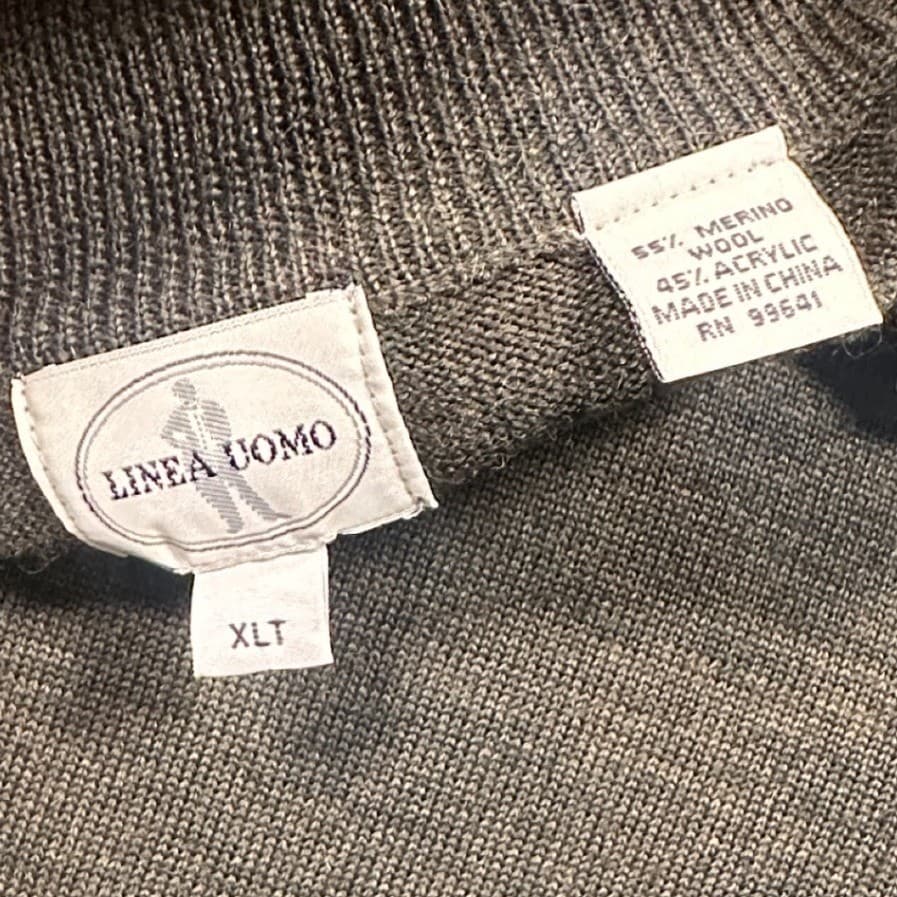 Linea Uomo Mock Neck Sweater Mens XLT Olive Green Merino Wool Blend NWT NEW - Thumbnail 5