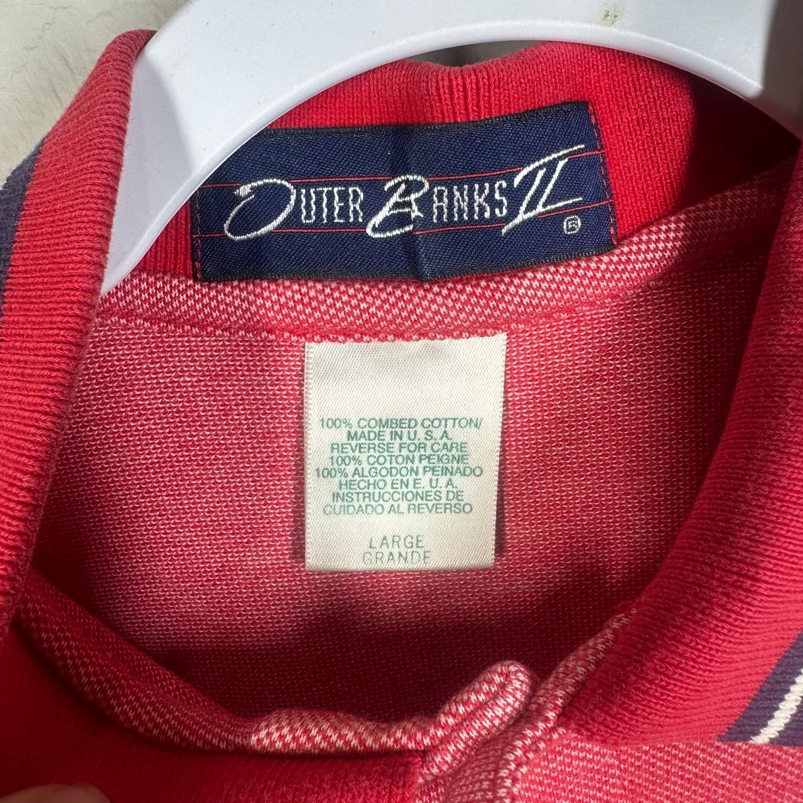 Outer Banks Red Mens Polo Size L - Thumbnail 3