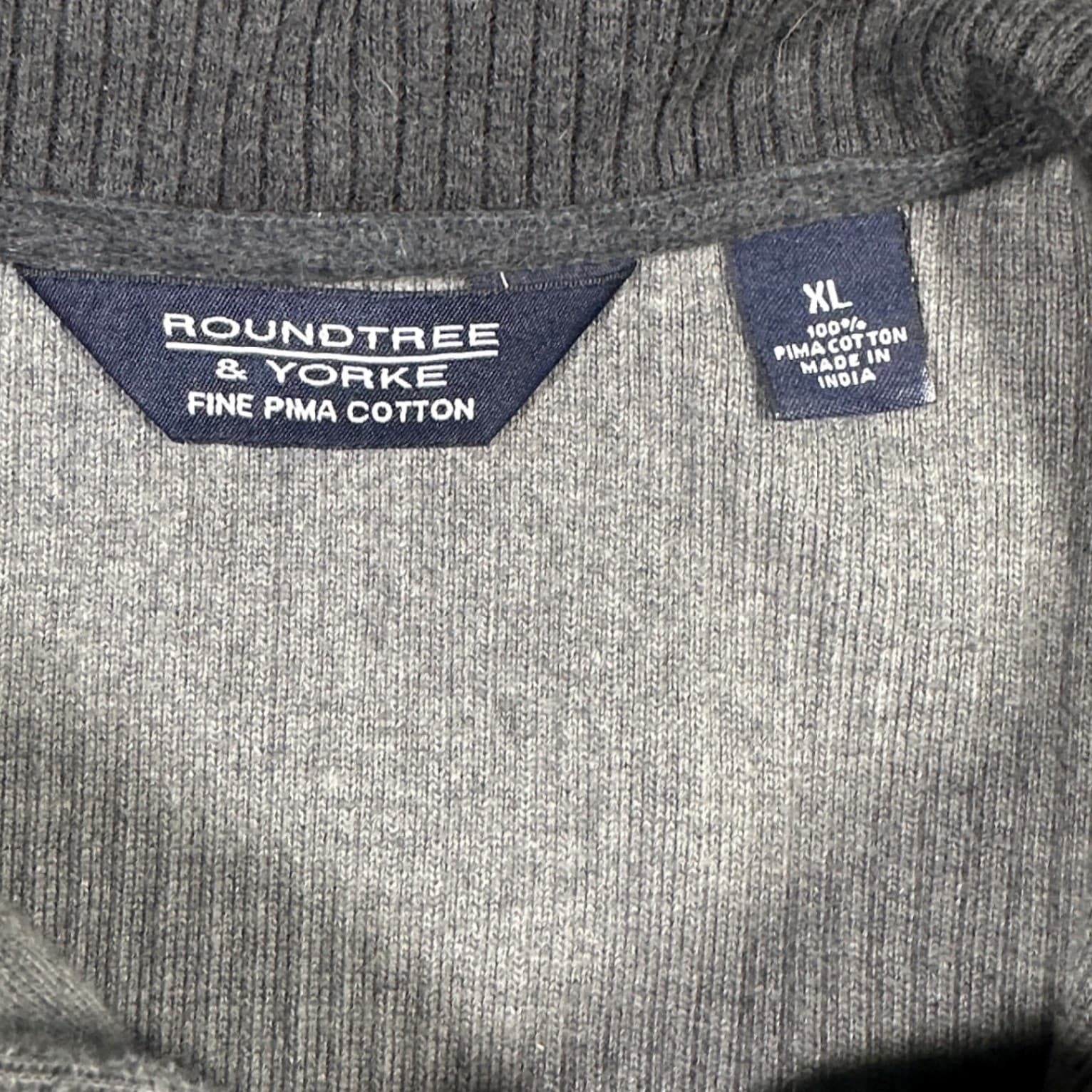 Roundtree & Yorke Quarter Zip Pullover Mens XL Gray Pima Cotton Sweater - Thumbnail 6