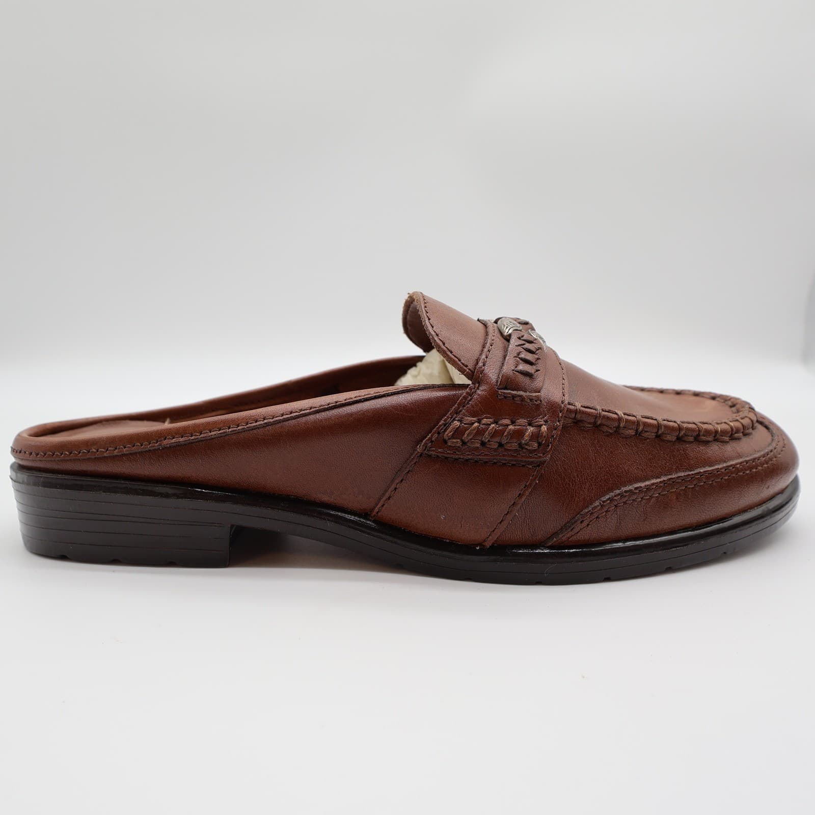 G. Wiz Faye Mules Womens 6.5 Brown Leather Vintage Western Loafers New Old Stock - Thumbnail 9