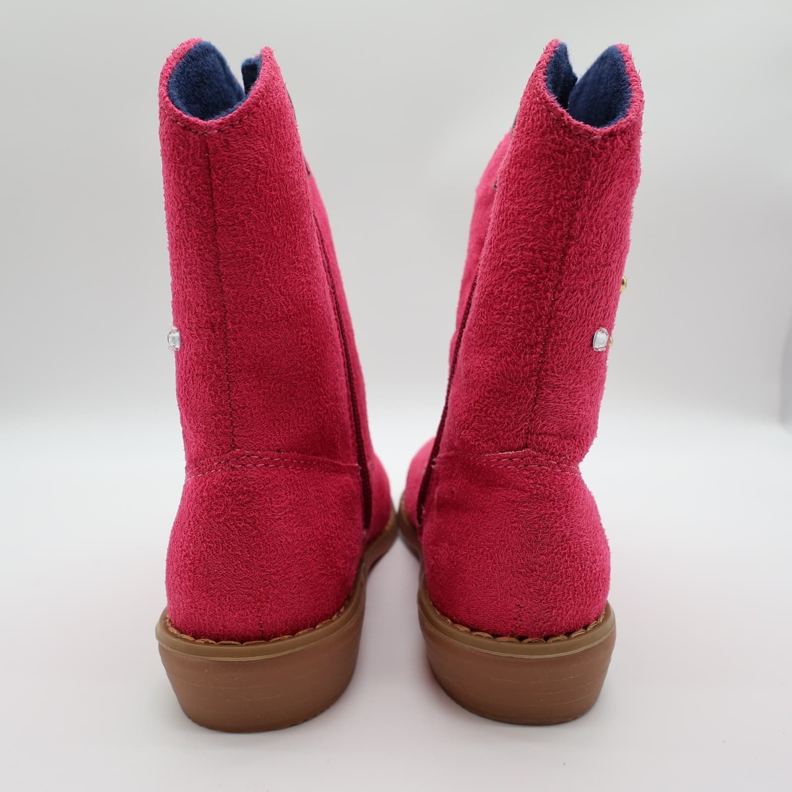L'Amour Western Boots Girls Size 13 Fuchsia Textile Jeweled Studded Cowboy V8400 - Thumbnail 4