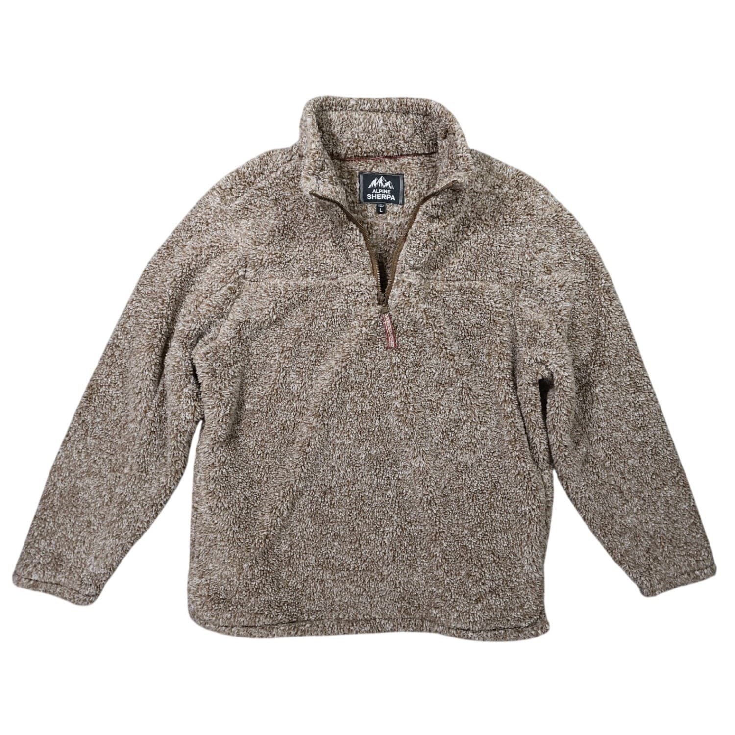 Alpine Sherpa 1/4 Zip Pullover Mens Large Putty Excellent 12651 Fleece Jacket - Thumbnail 2