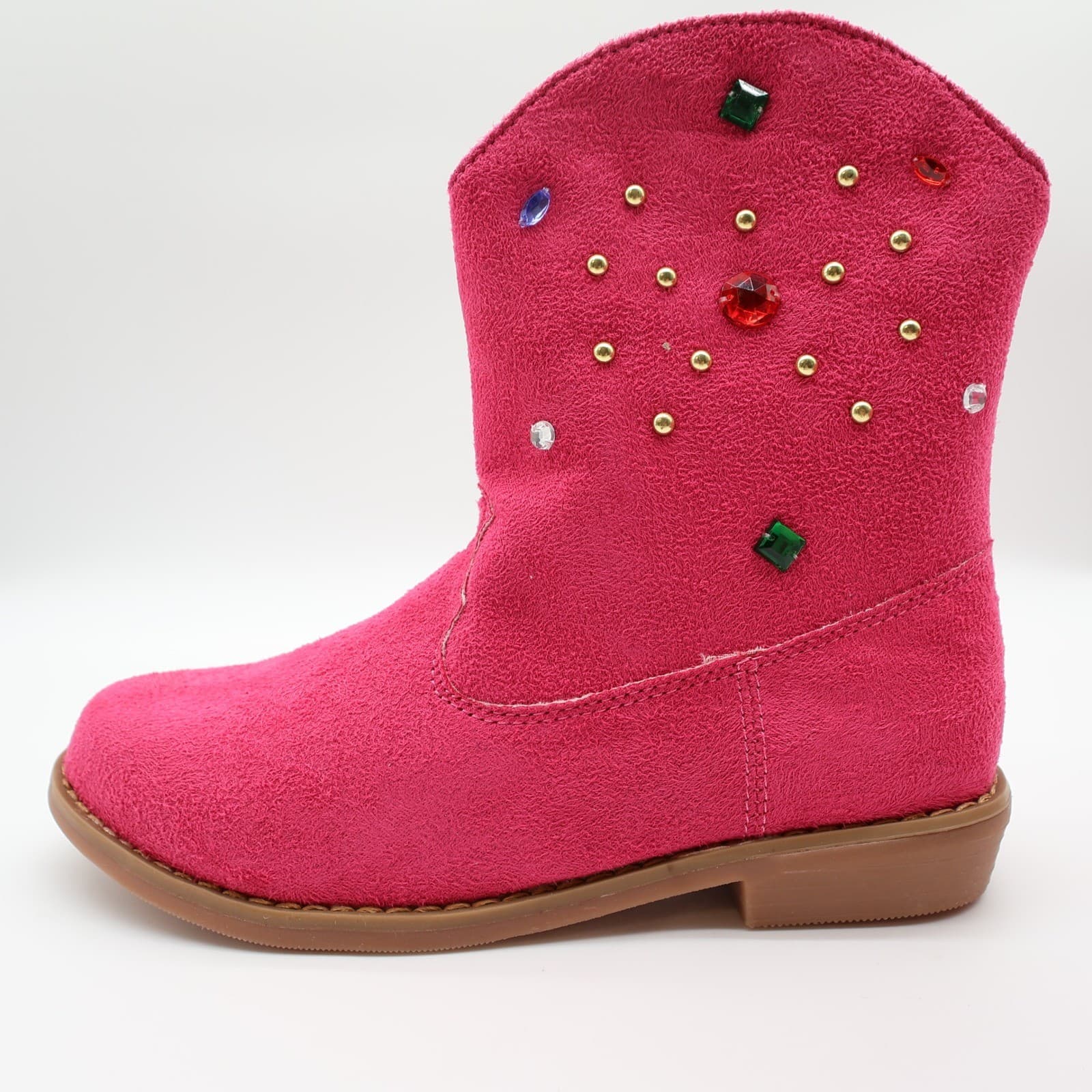 L'Amour Western Boots Girls Size 2 Fuchsia Textile Studded V8400 Cowgirl Pink - Thumbnail 10