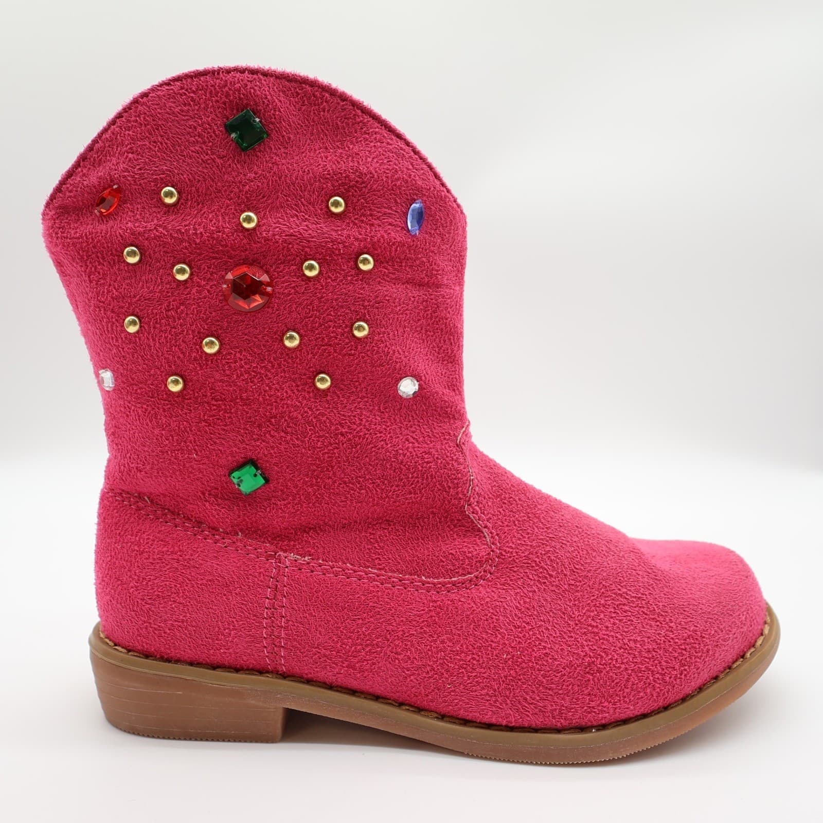 L'Amour Western Boots Girls Size 13 Fuchsia Textile Jeweled Studded Cowboy V8400 - Thumbnail 11