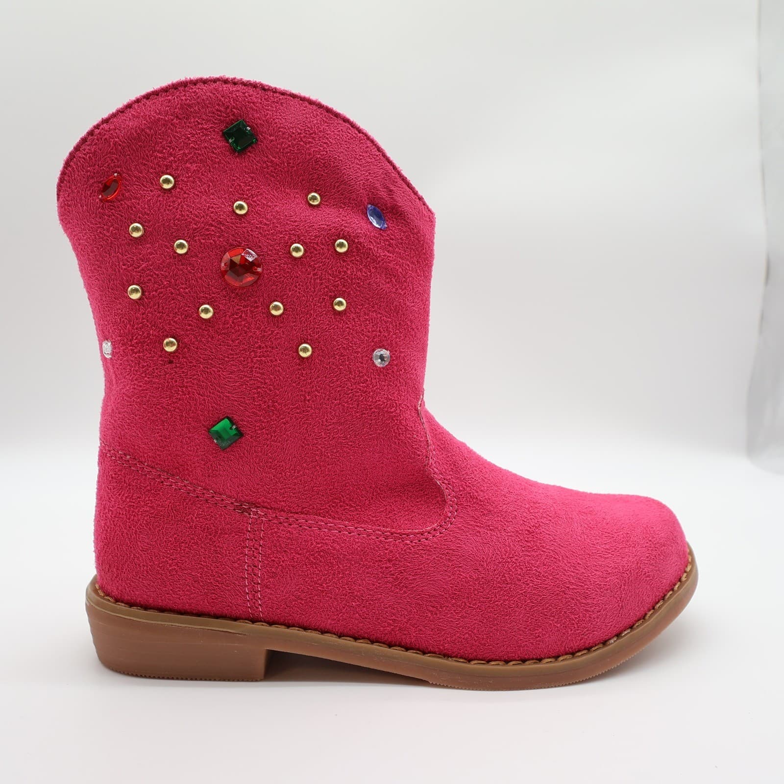 L'Amour Western Boots Girls Size 2 Fuchsia Textile Studded V8400 Cowgirl Pink - Thumbnail 11