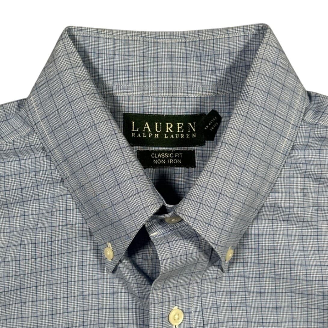Lauren Ralph Lauren Button Down Mens Large Blue Excellent Non Iron Classic Fit - Thumbnail 4