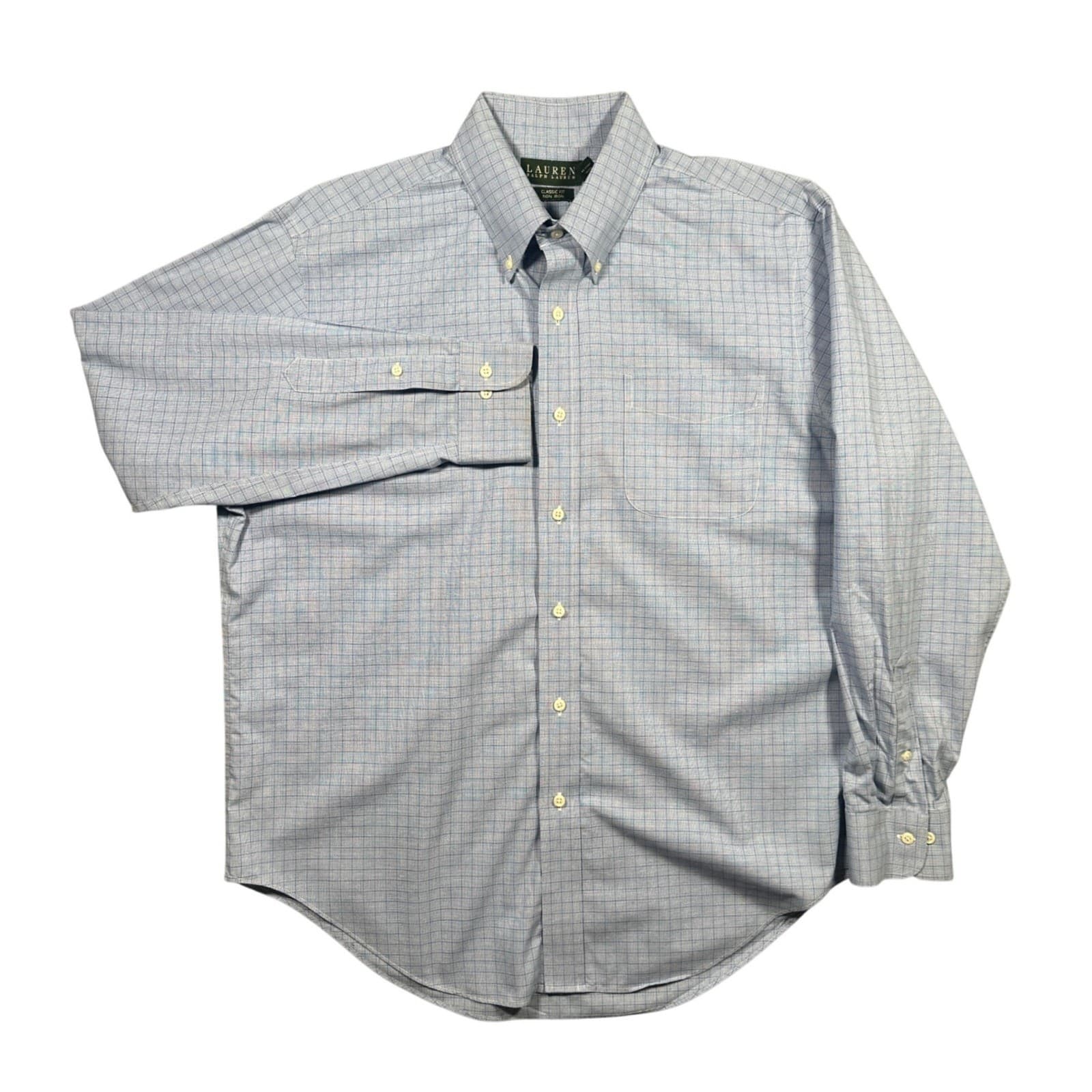 Lauren Ralph Lauren Button Down Mens Large Blue Excellent Non Iron Classic Fit - Thumbnail 2