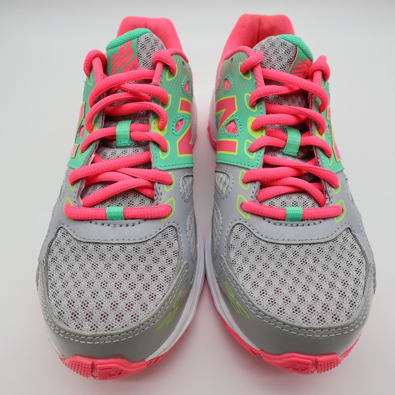New Balance 680v3 Running Shoes Kids 4 Grey Green Pink KR680GKY Sneaker - Thumbnail 3