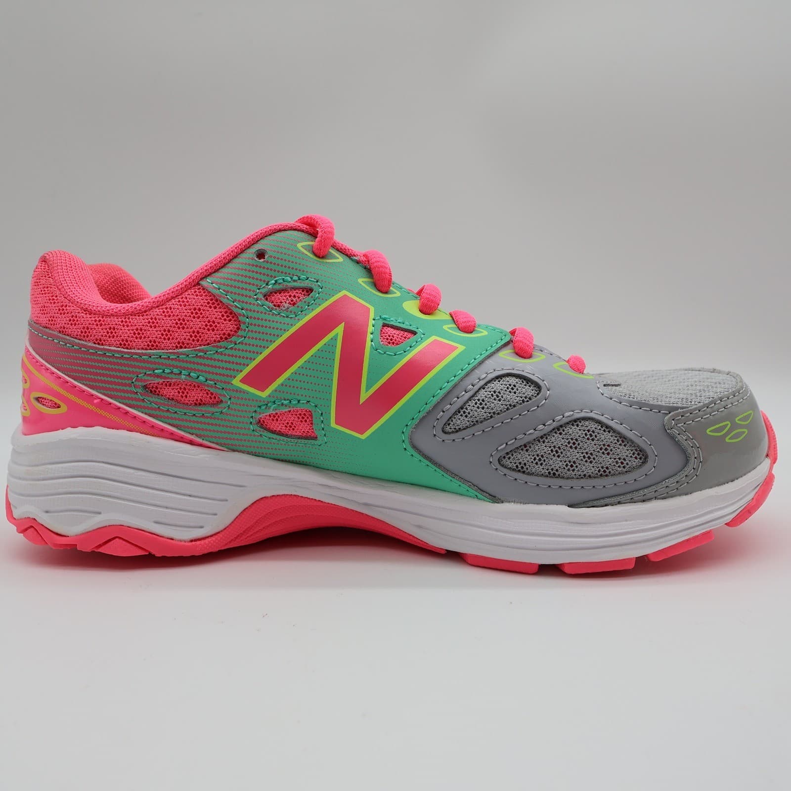 New Balance 680v3 Running Shoes Kids 4 Grey Green Pink KR680GKY Sneaker - Thumbnail 9