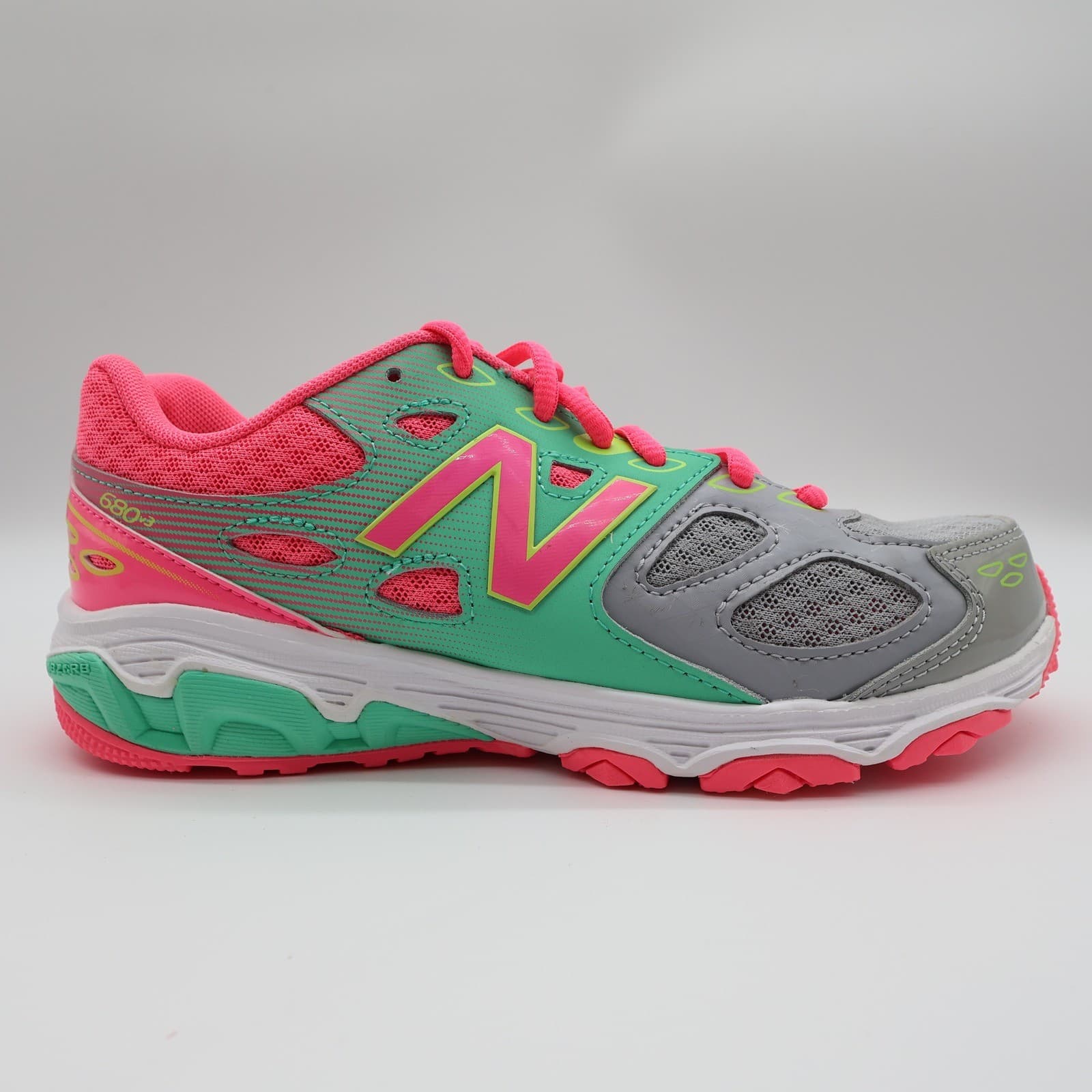 New Balance 680v3 Running Shoes Kids 4 Grey Green Pink KR680GKY Sneaker - Thumbnail 11