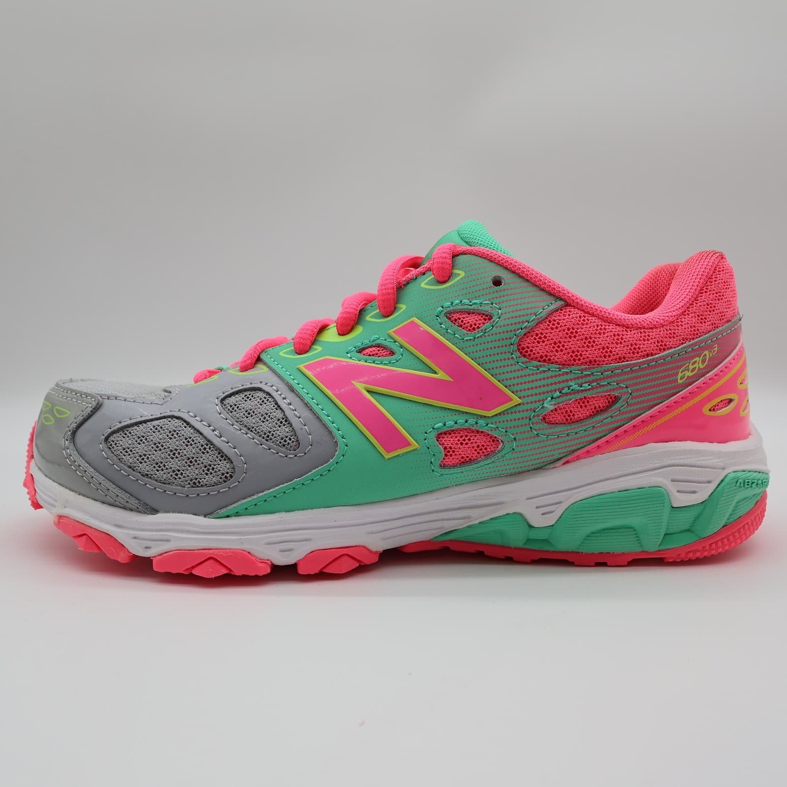 New Balance 680v3 Running Shoes Kids 4 Grey Green Pink KR680GKY Sneaker - Thumbnail 10