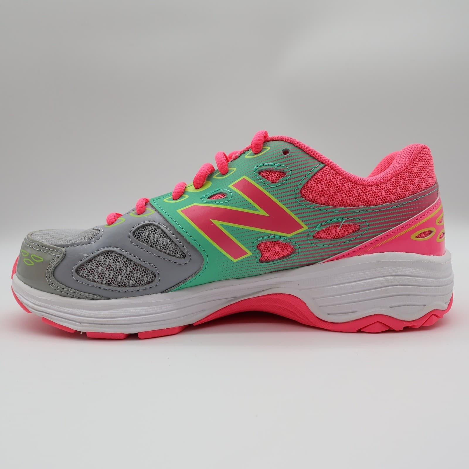 New Balance 680v3 Running Shoes Kids 4 Grey Green Pink KR680GKY Sneaker - Thumbnail 12