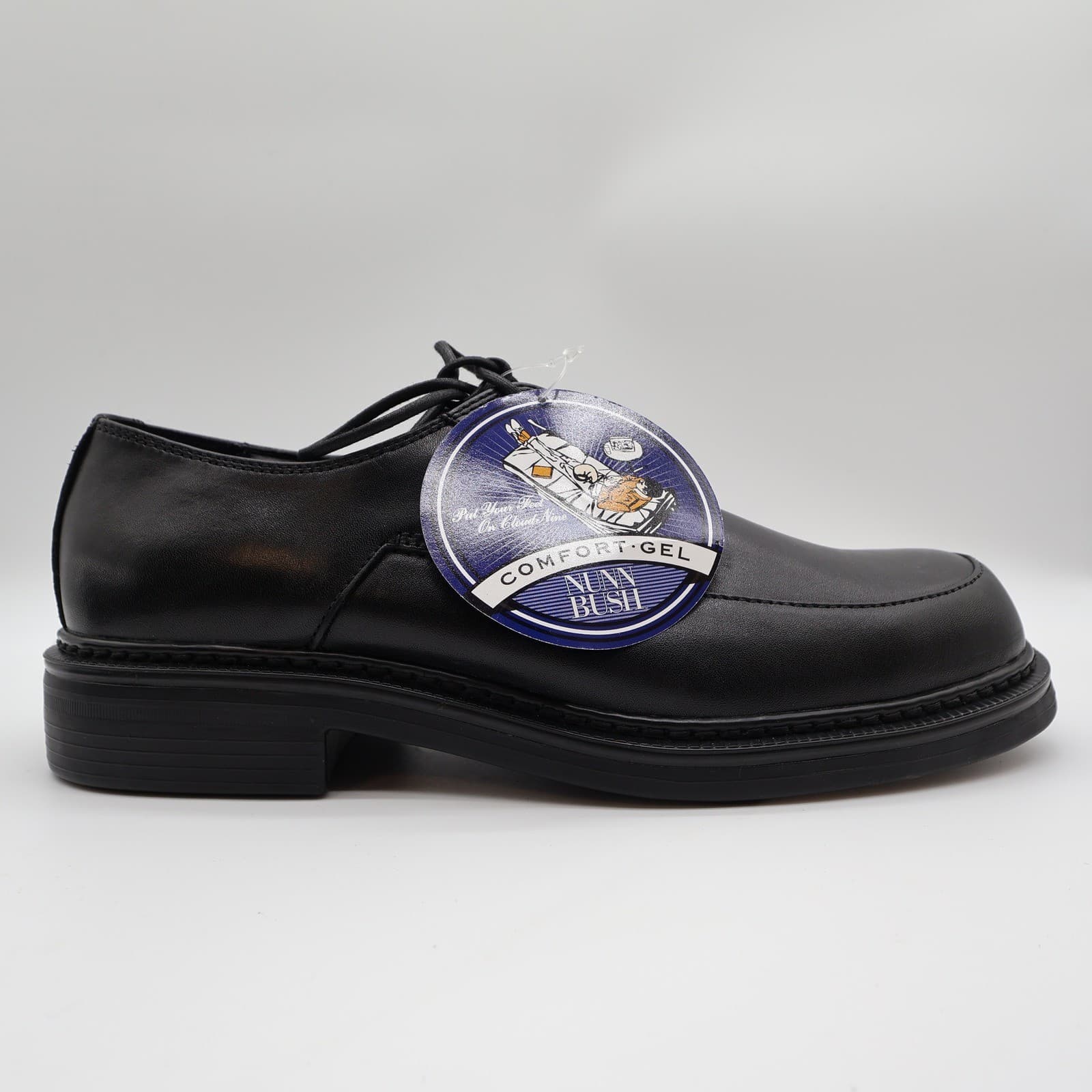 Nunn Bush Hayden Oxford Mens 10 Black Leather Lace Up Comfort Gel Dress Shoes - Thumbnail 12