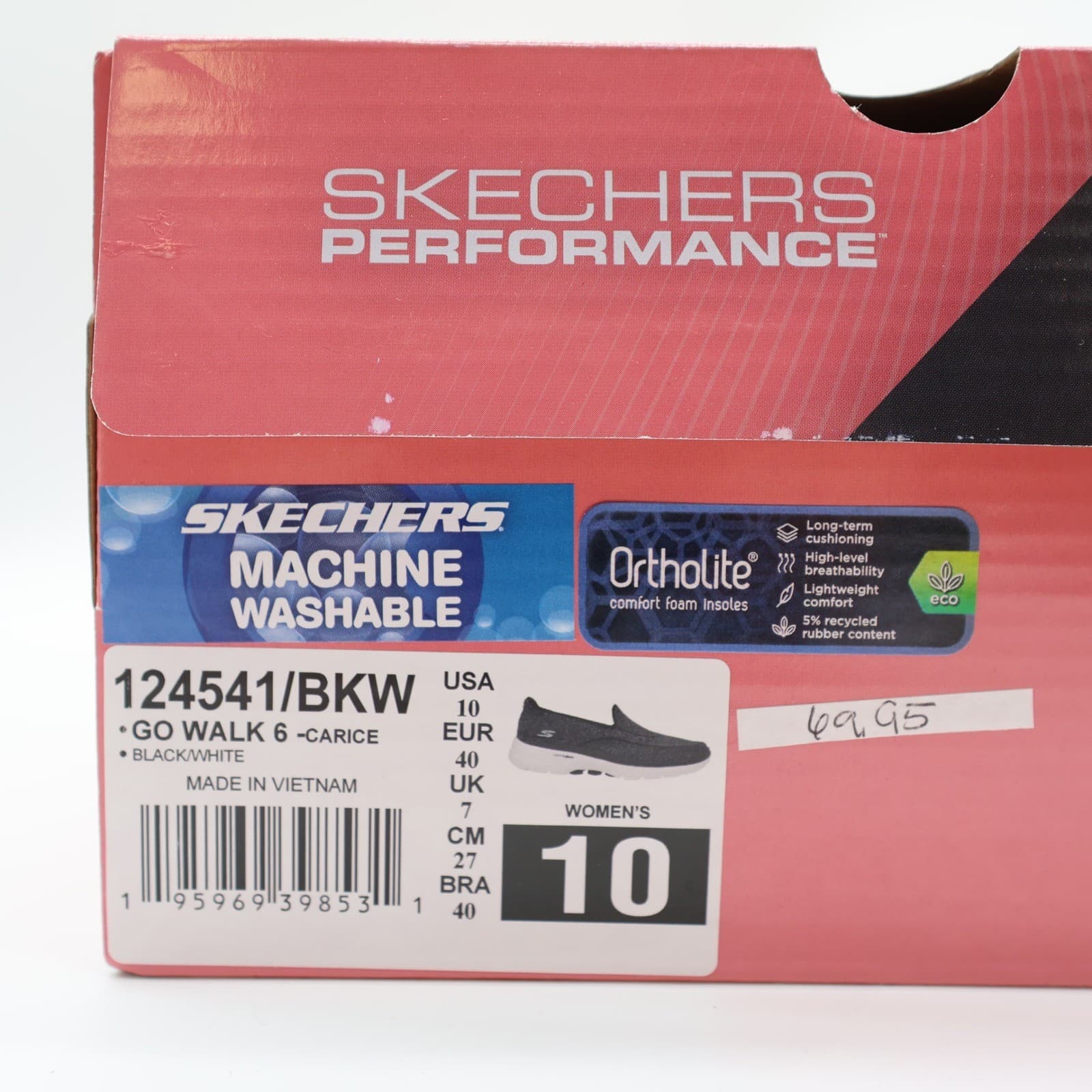 Skechers Go Walk 6 Carice Sneakers Womens 10 Black White Textile Slip On Walking - Thumbnail 7