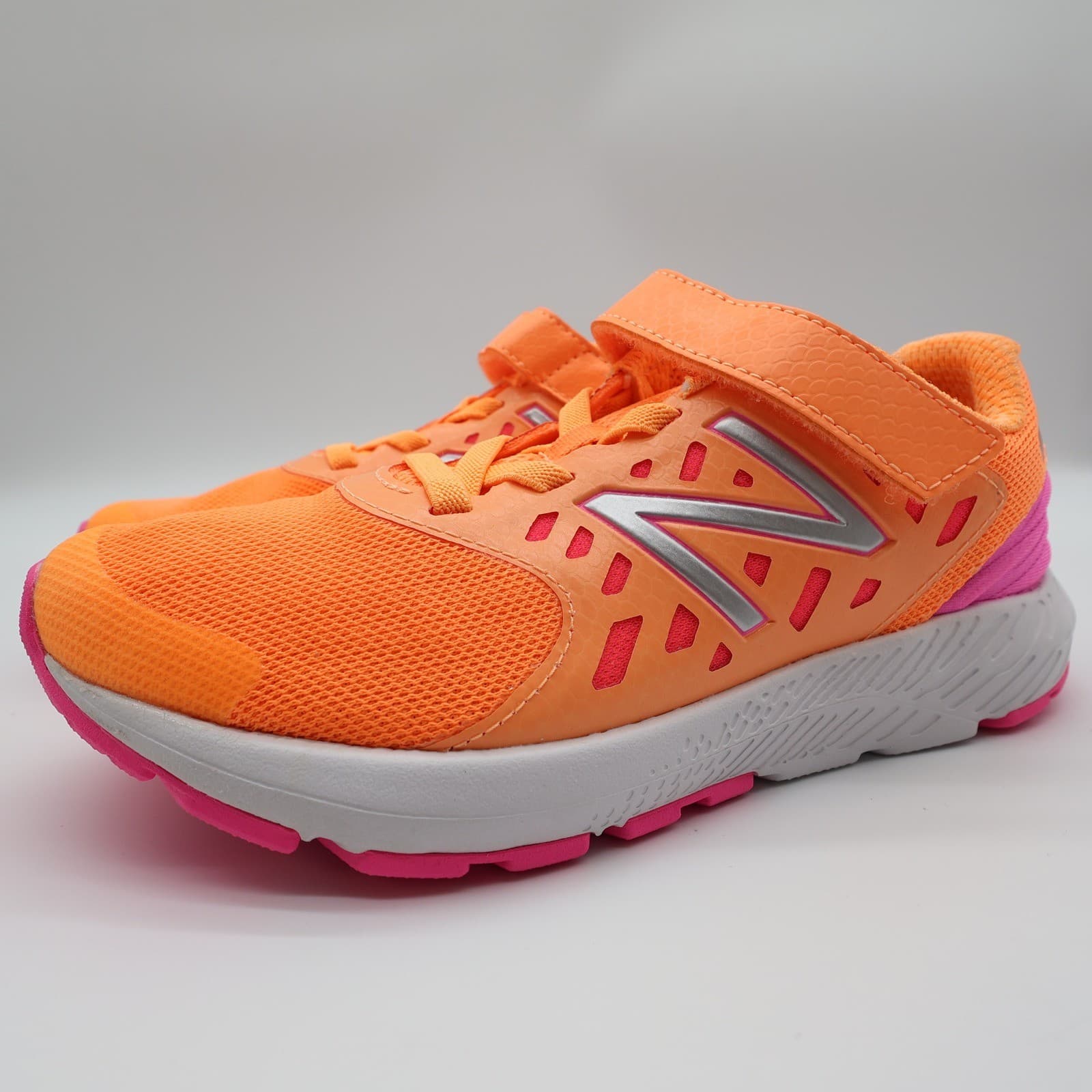 New Balance Urge Running Shoes Kids 2.5 Orange Pink Synthetic Athletic PXURGPM - Thumbnail 2