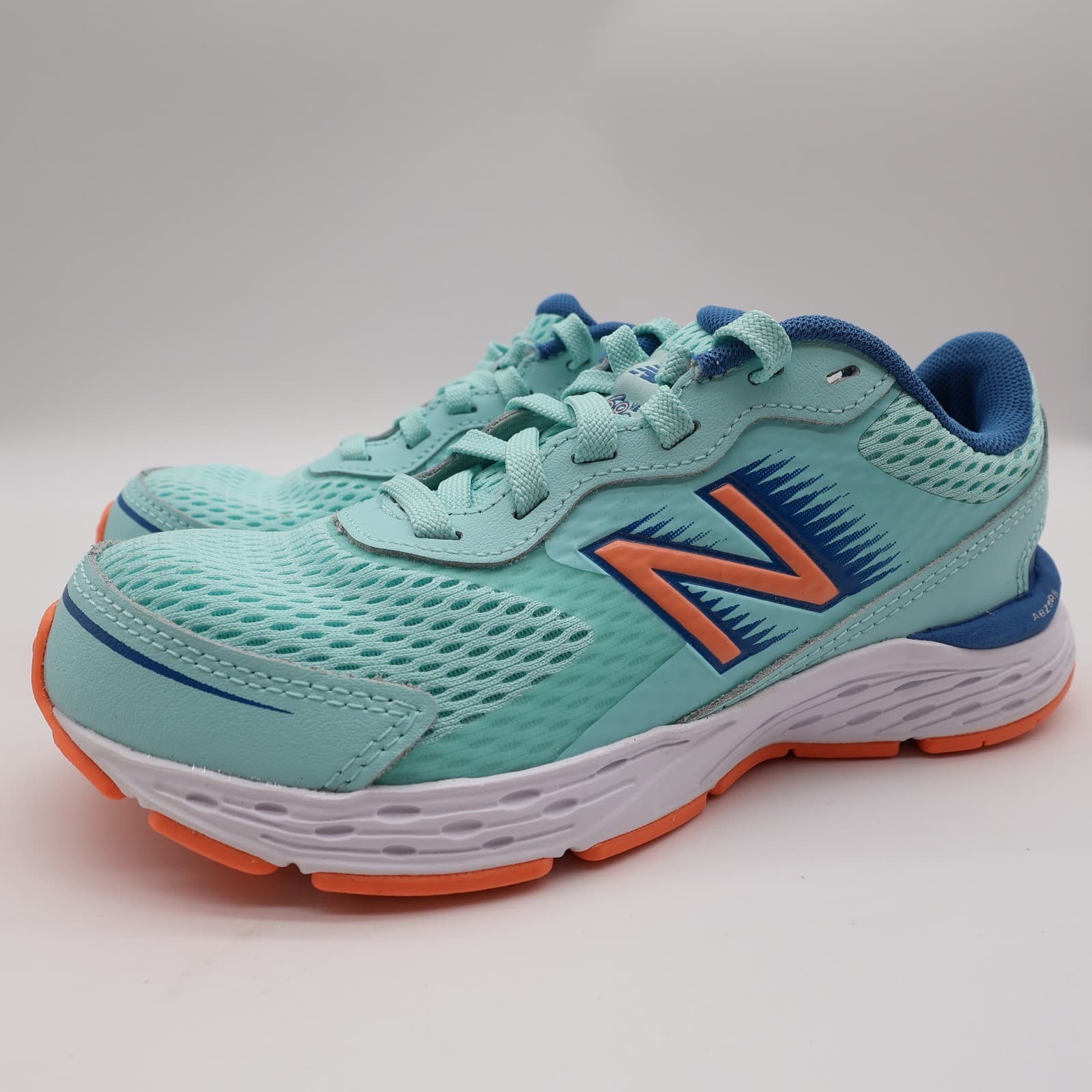 New Balance 680v6 Running Shoes Kids 1.5 Teal Orange Synthetic Athletic YP680LL6 - Thumbnail 2