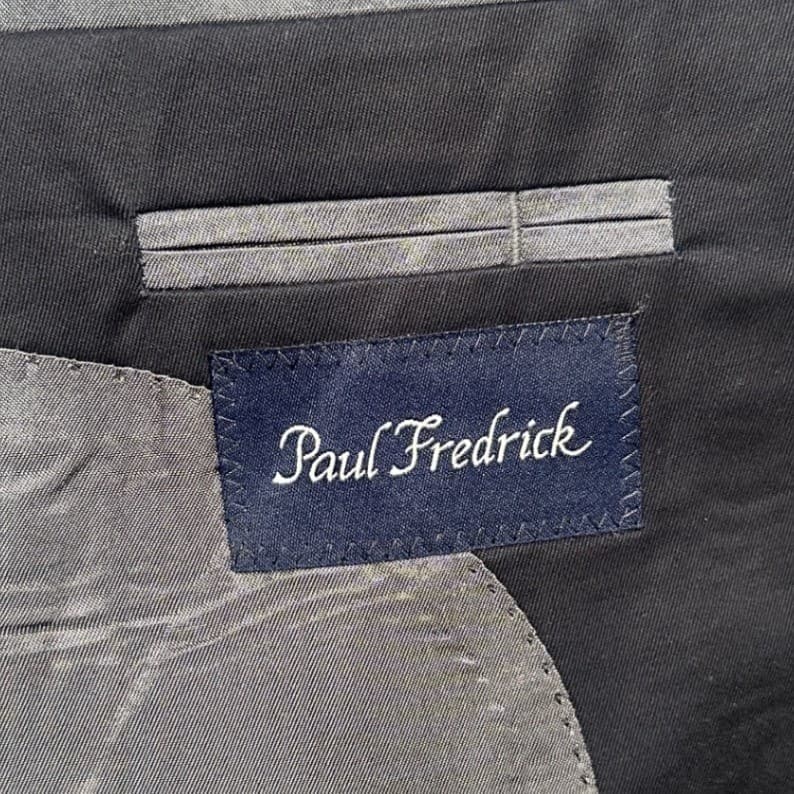 Paul Fredrick Suit Mens 48 XL Navy Blue Cotton Twill 2-Button Pleather - Thumbnail 8