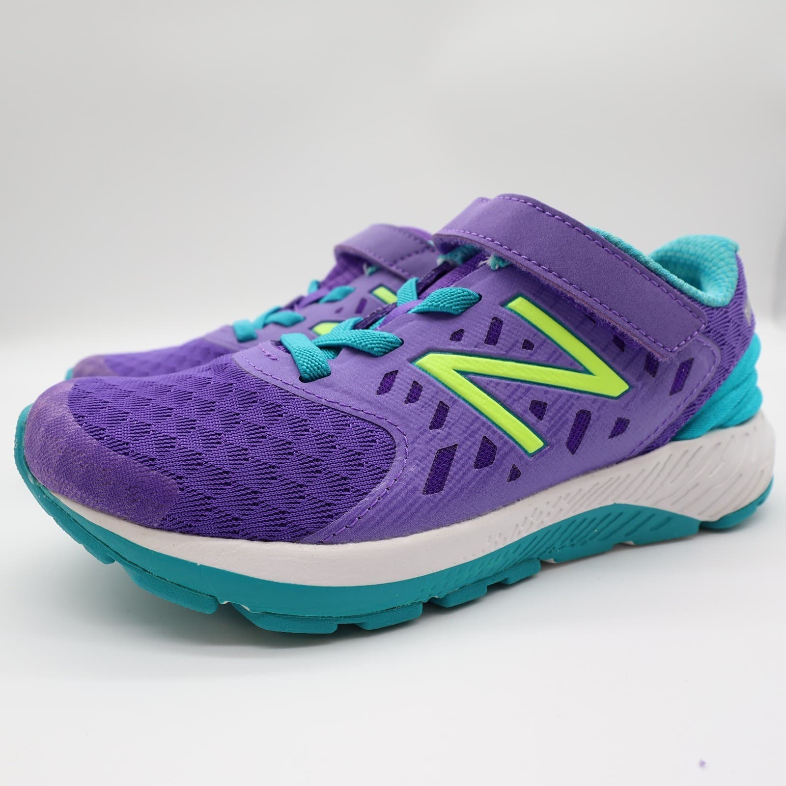 New Balance KVURGPPP Running Shoes Kids 1.5 Purple Mesh Hook Athletic Sneaker - Thumbnail 2
