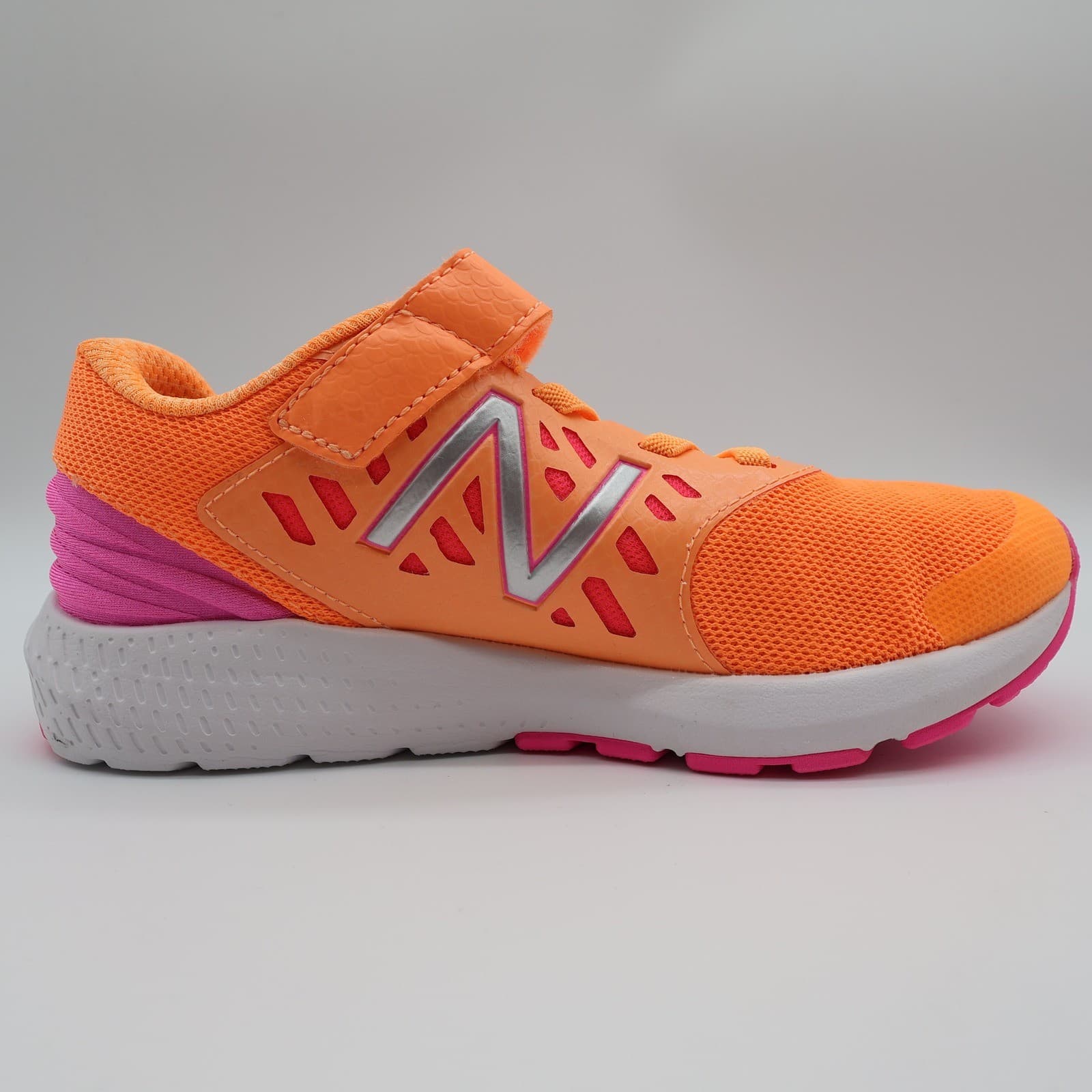 New Balance Urge Running Shoes Kids 2.5 Orange Pink Synthetic Athletic PXURGPM - Thumbnail 9