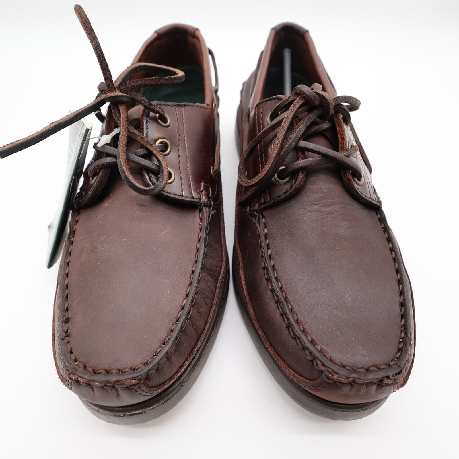 Nunn Bush Boat Shoes Mens 8 Brown Leather Vintage 90s New Old Stock Casuals - Thumbnail 4