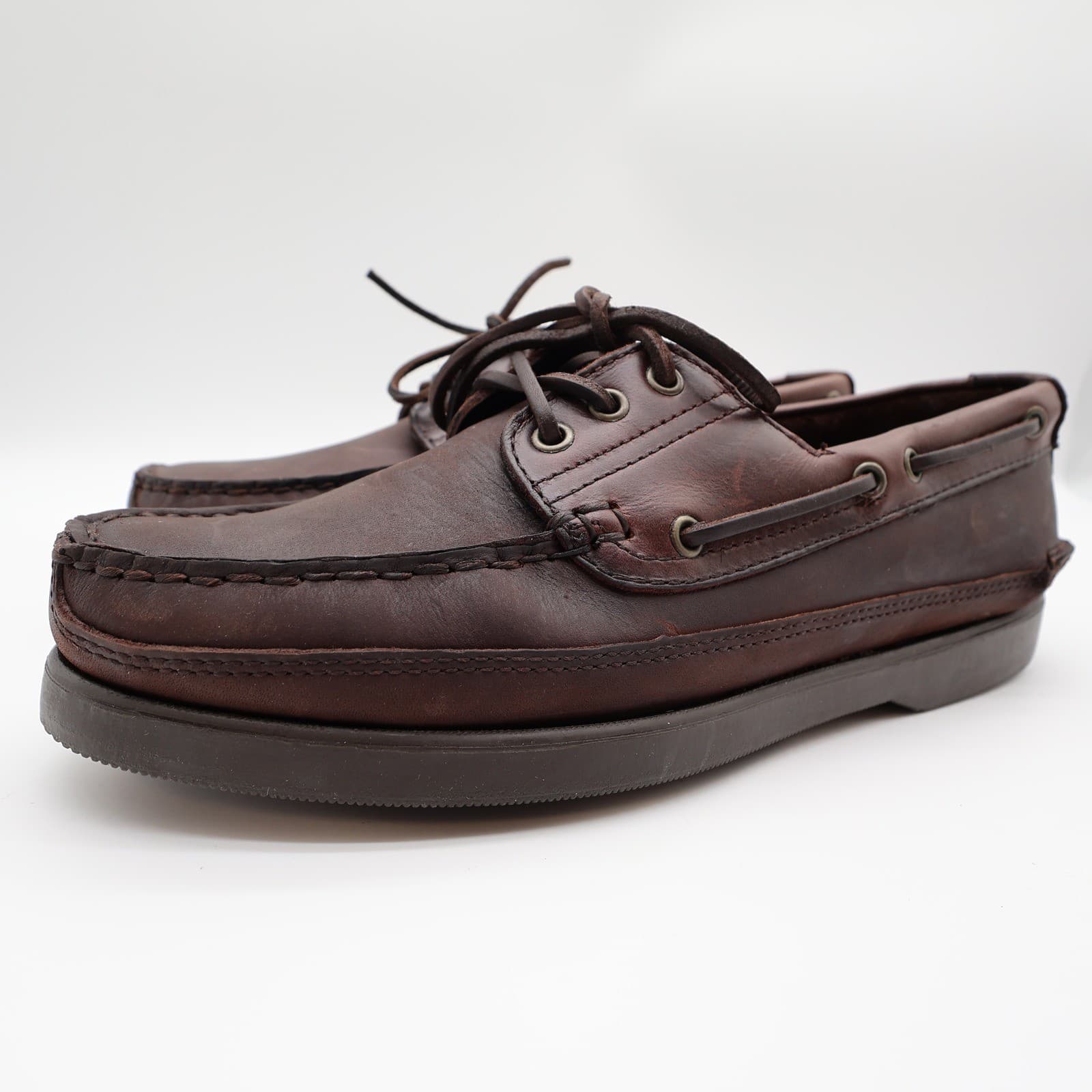 Nunn Bush Boat Shoes Mens 8 Brown Leather Vintage 90s New Old Stock Casuals - Thumbnail 3