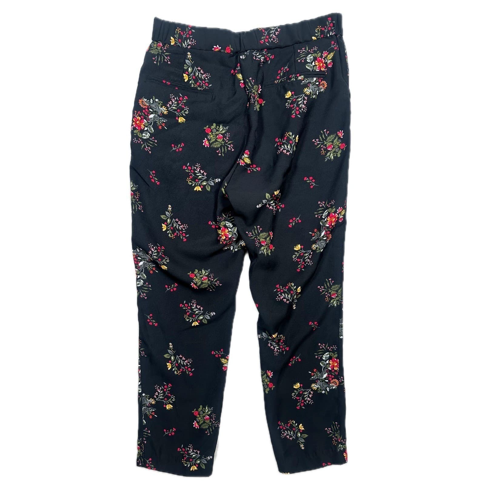 Simply Styled by Sears Black Floral Print Trousers Pants Size Medium - Thumbnail 2