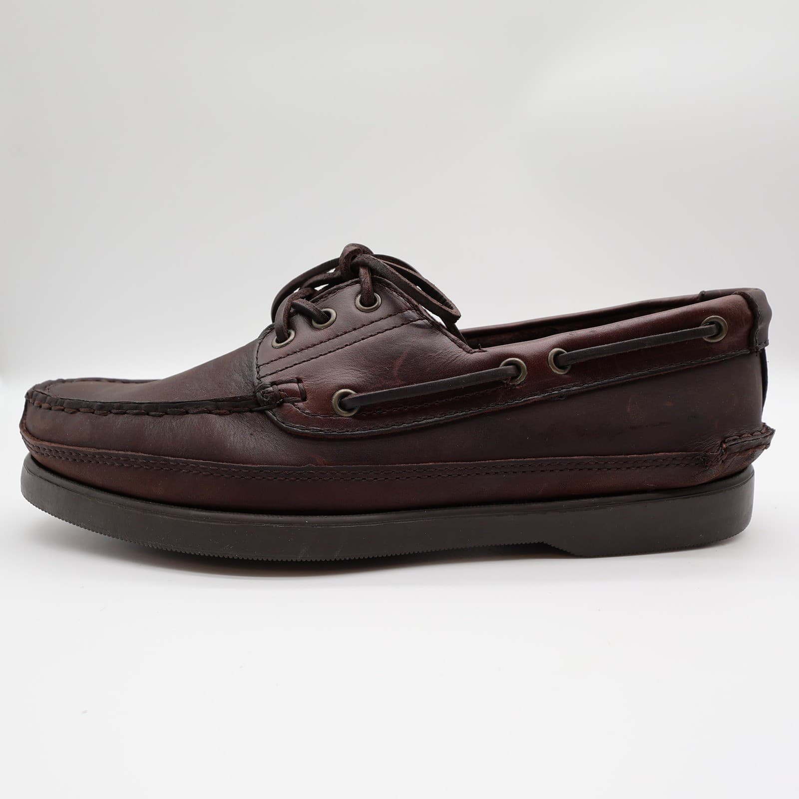 Nunn Bush Boat Shoes Mens 8 Brown Leather Vintage 90s New Old Stock Casuals - Thumbnail 10