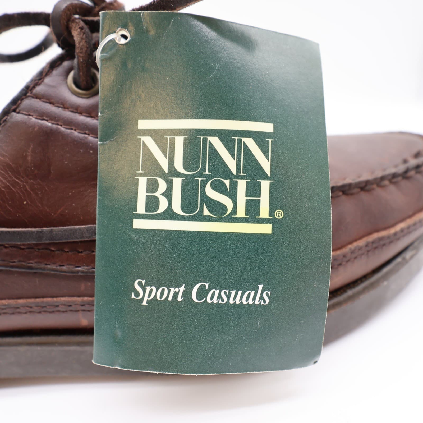 Nunn Bush Boat Shoes Mens 8 Brown Leather Vintage 90s New Old Stock Casuals - Thumbnail 11