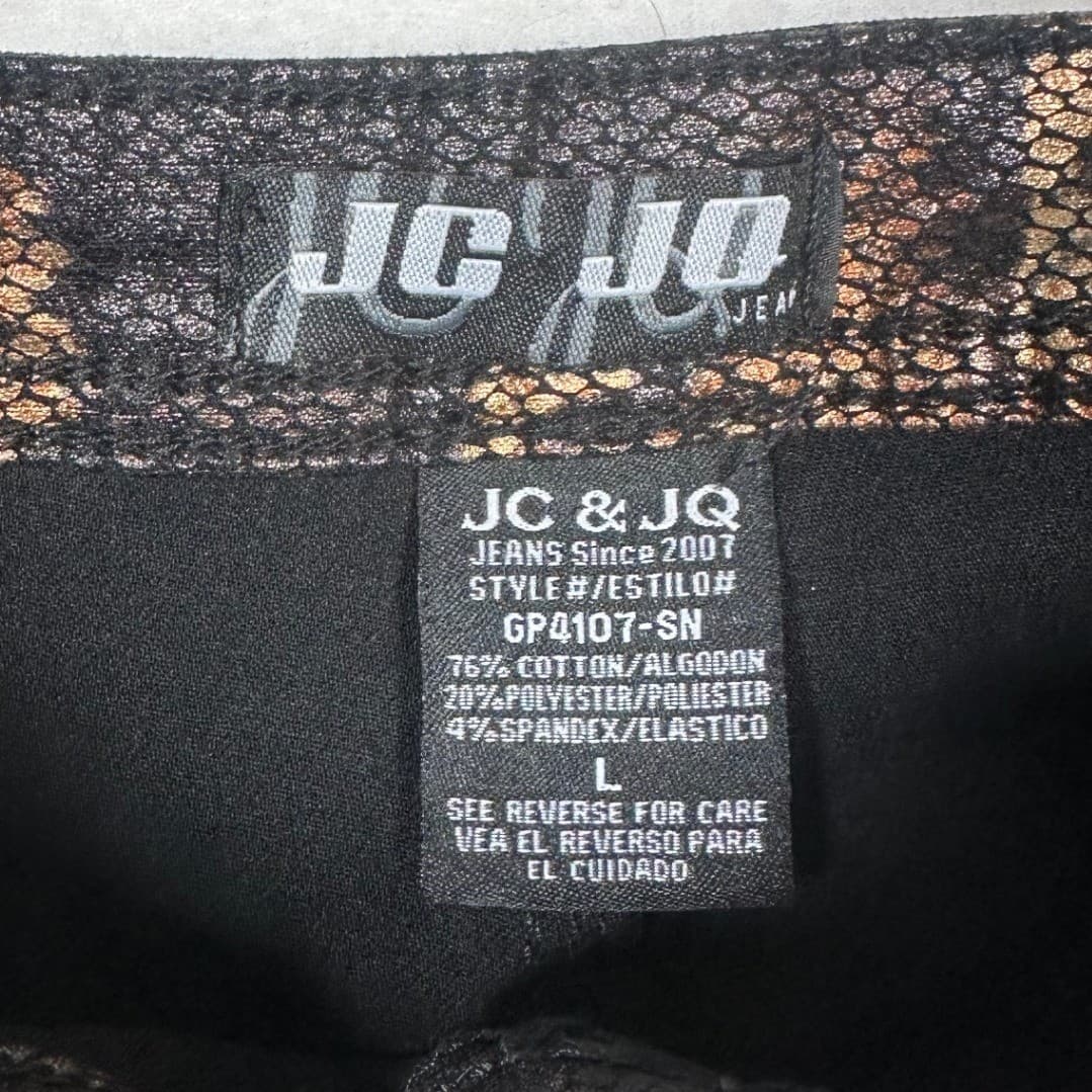 JC & JQ Jeans Women's Snake Print Skinny Leg Pants Size L Black Brown Metallic - Thumbnail 5