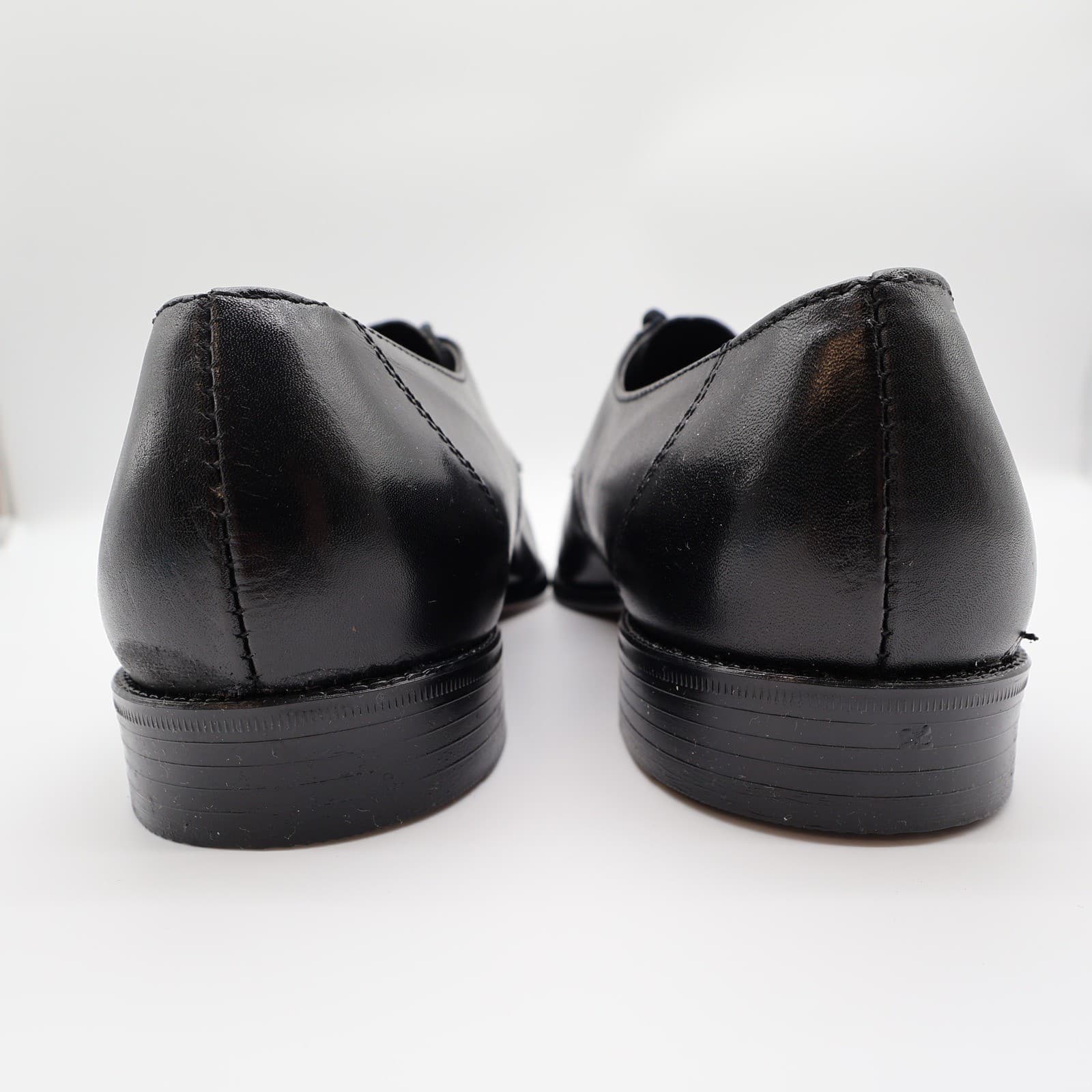 Barclay Oxford Dress Shoes Mens 9 EEE Black Leather Vintage Wide Made in USA - Thumbnail 4