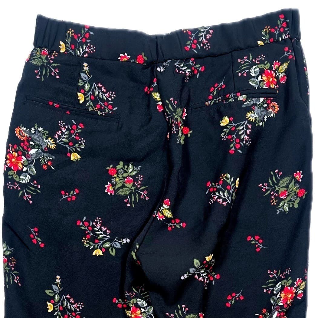 Simply Styled by Sears Black Floral Print Trousers Pants Size Medium - Thumbnail 4