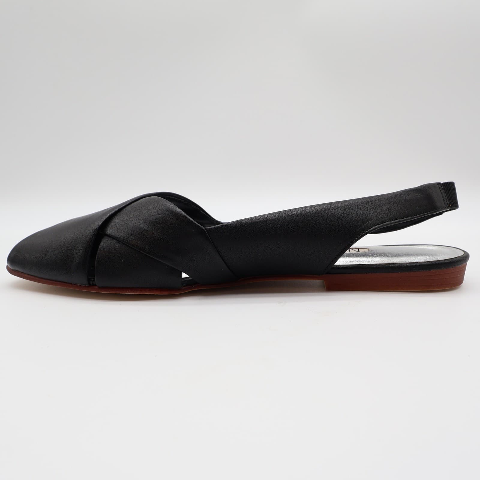 Nicole Bridget Sandals Women 9 Black Leather Slingback Flat Peep Toe Vintage y2k - Thumbnail 10