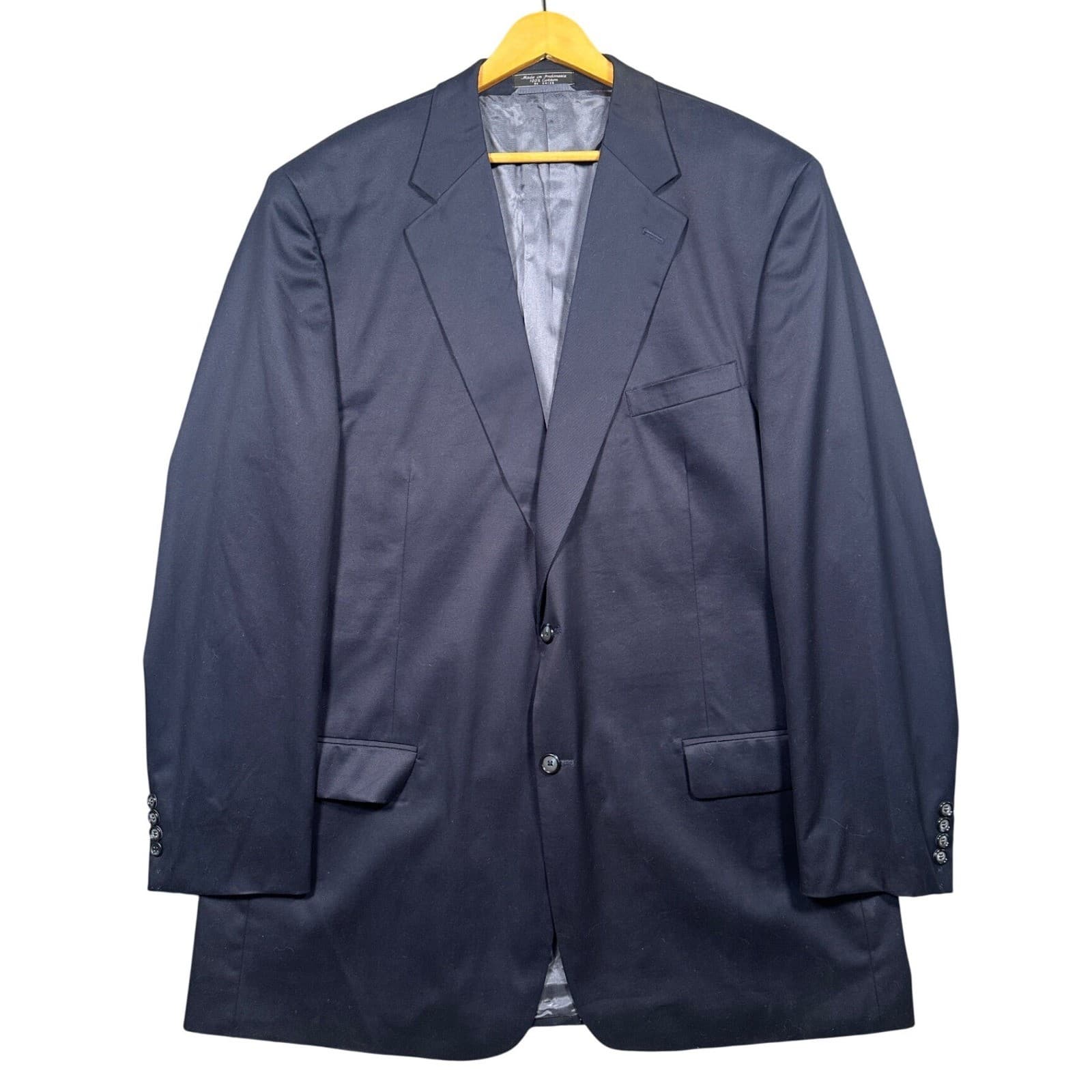 Paul Fredrick Suit Mens 48 XL Navy Blue Cotton Twill 2-Button Pleather - Thumbnail 2