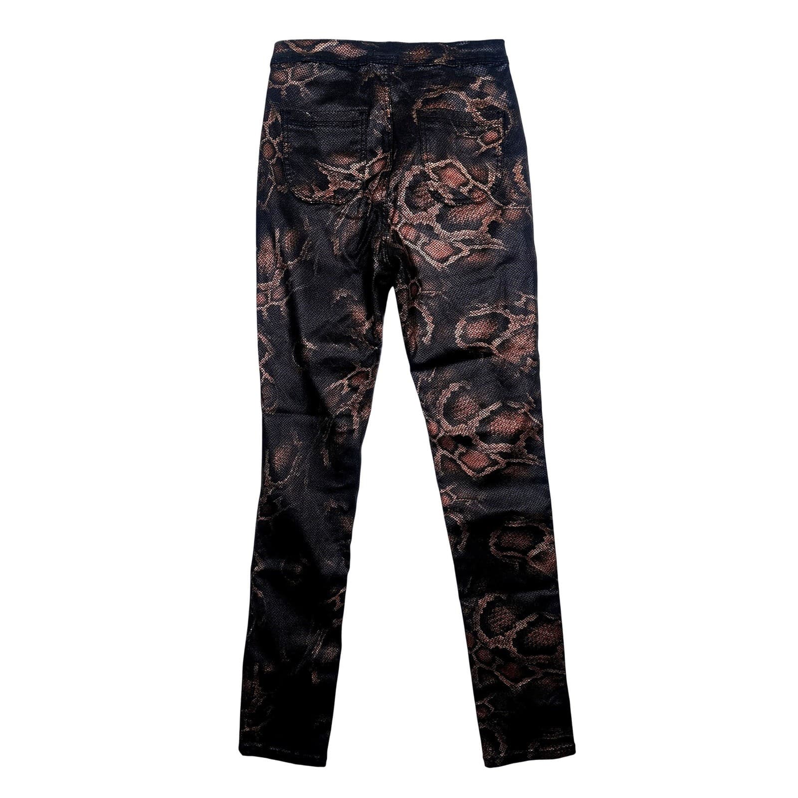 JC & JQ Jeans Women's Snake Print Skinny Leg Pants Size L Black Brown Metallic - Thumbnail 2