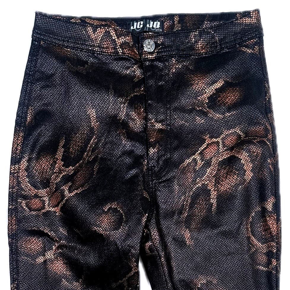 JC & JQ Jeans Women's Snake Print Skinny Leg Pants Size L Black Brown Metallic - Thumbnail 3