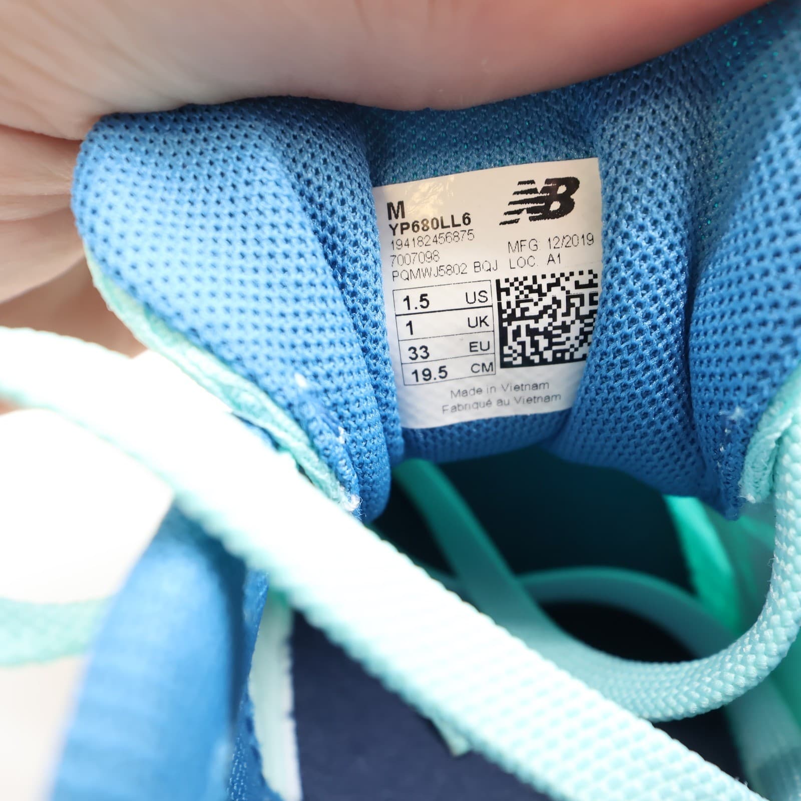 New Balance 680v6 Running Shoes Kids 1.5 Teal Orange Synthetic Athletic YP680LL6 - Thumbnail 6