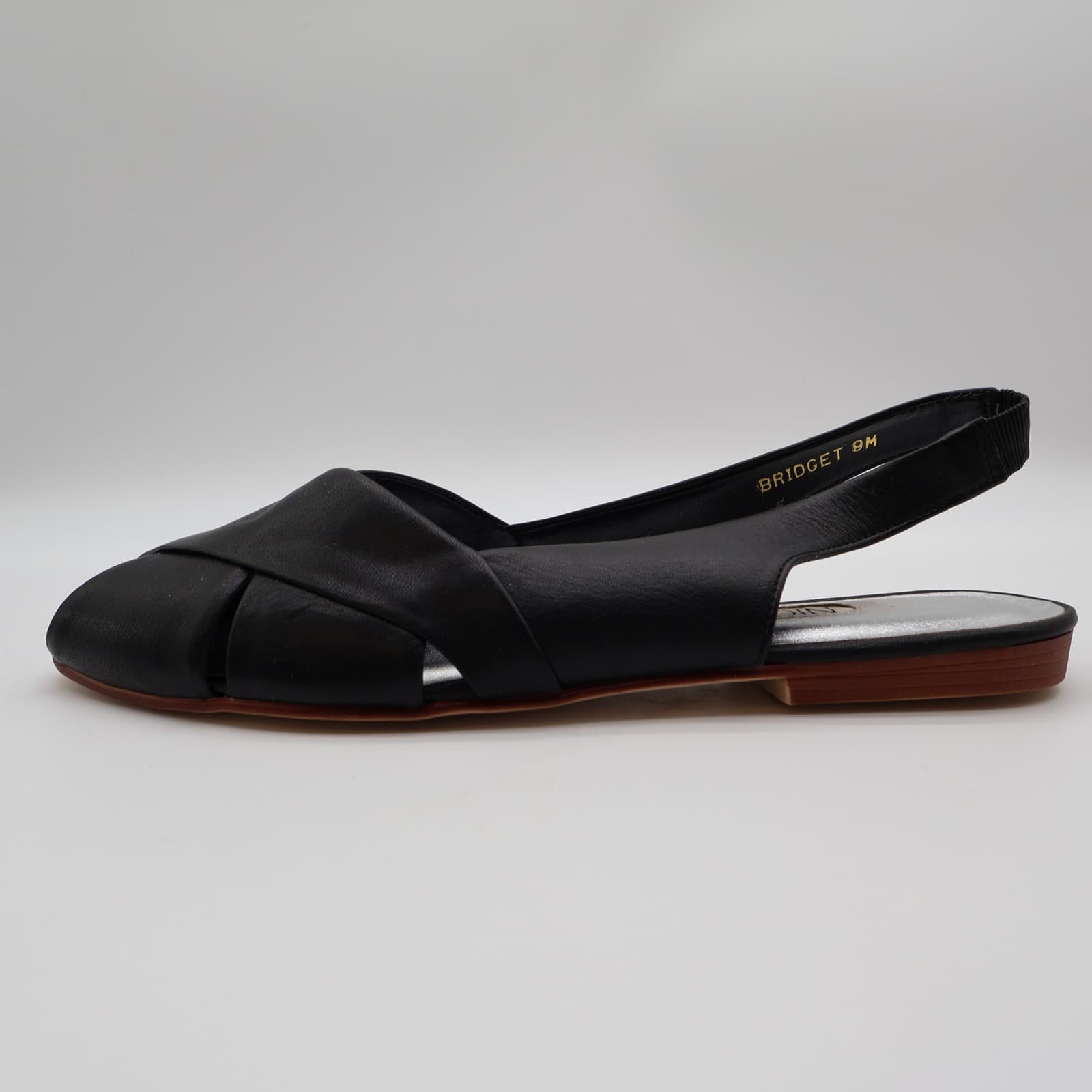 Nicole Bridget Sandals Women 9 Black Leather Slingback Flat Peep Toe Vintage y2k - Thumbnail 12