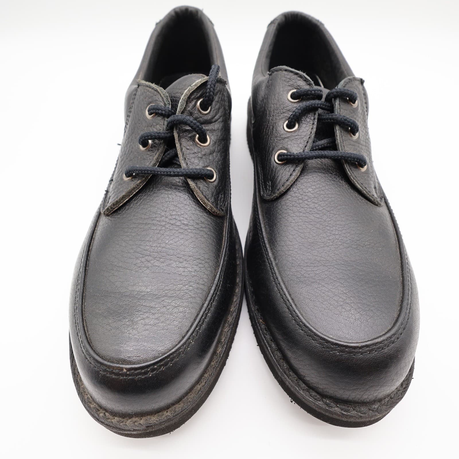 Rucks Work Shoes Mens 10 Black Leather Vintage Steel Toe Oxford W4570 NOS - Thumbnail 3
