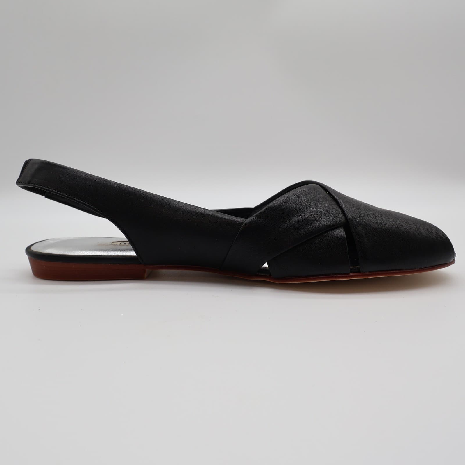Nicole Bridget Sandals Women 9 Black Leather Slingback Flat Peep Toe Vintage y2k - Thumbnail 11
