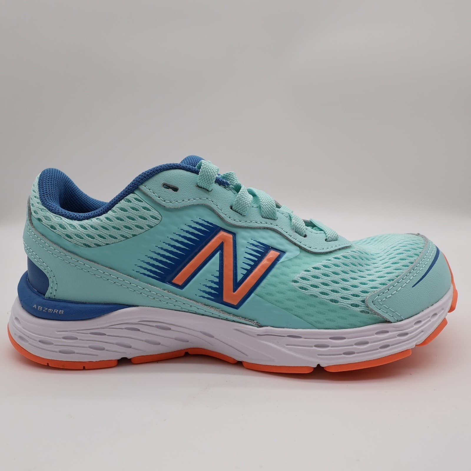 New Balance 680v6 Running Shoes Kids 1.5 Teal Orange Synthetic Athletic YP680LL6 - Thumbnail 12