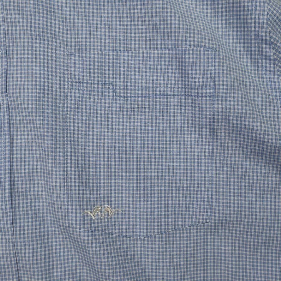 Blaser Button Up Shirt Mens 2XL Blue Excellent Gingham Plaid Long Sleeve Pocket - Thumbnail 6