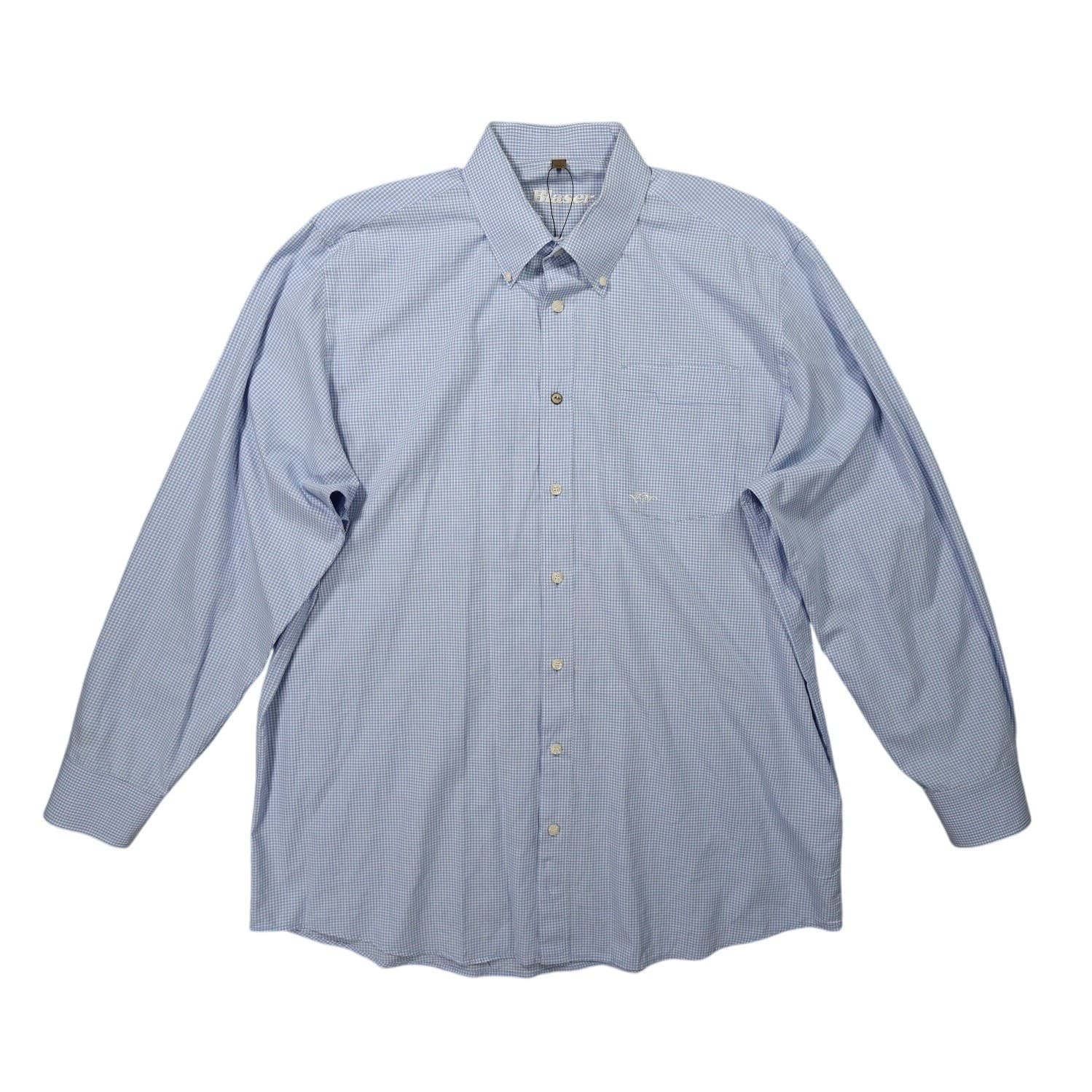 Blaser Button Up Shirt Mens 2XL Blue Excellent Gingham Plaid Long Sleeve Pocket - Thumbnail 2