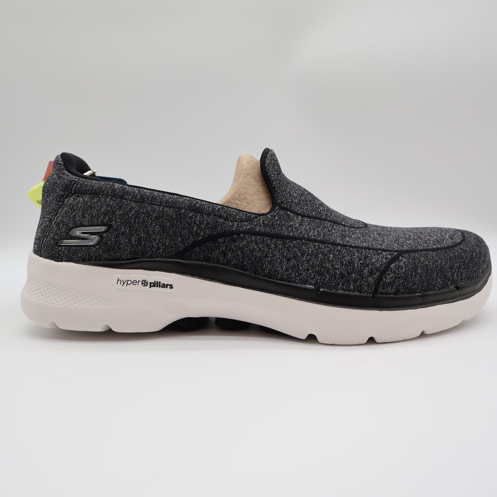 Skechers Go Walk 6 Carice Women 9.5 Black White Textile Slip On Walking Shoes - Thumbnail 10
